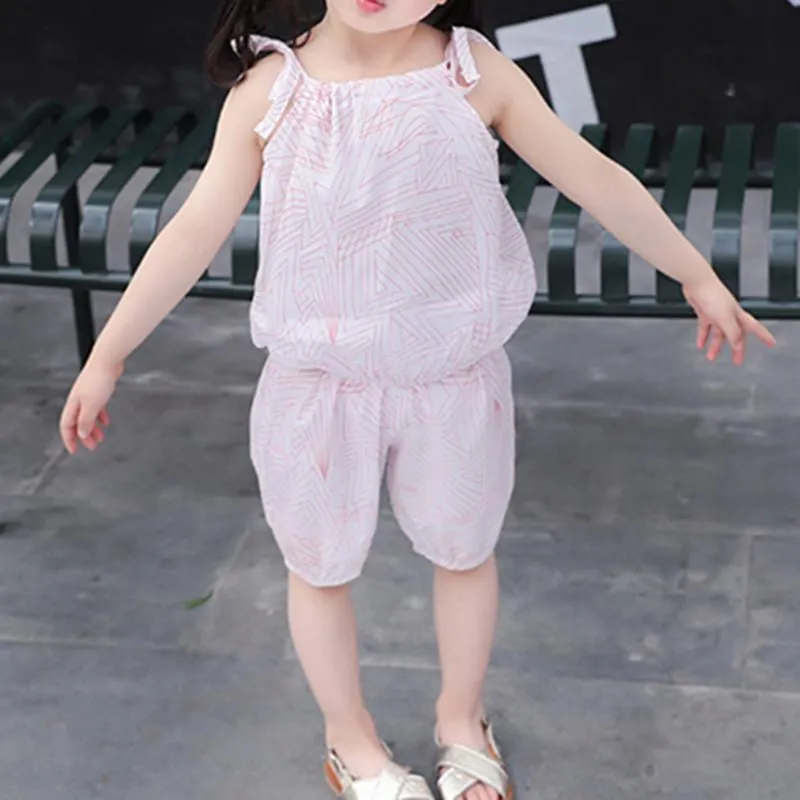 2-piece Geometric Pattern Tops & Shorts for Toddler Girl