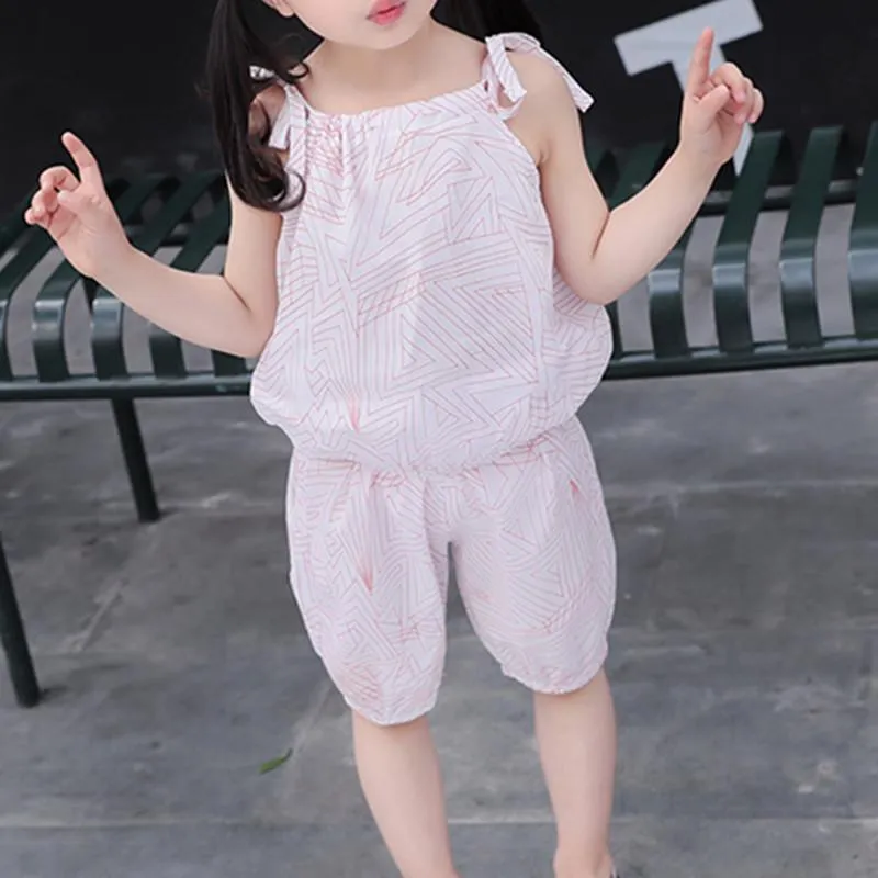 2-piece Geometric Pattern Tops & Shorts for Toddler Girl