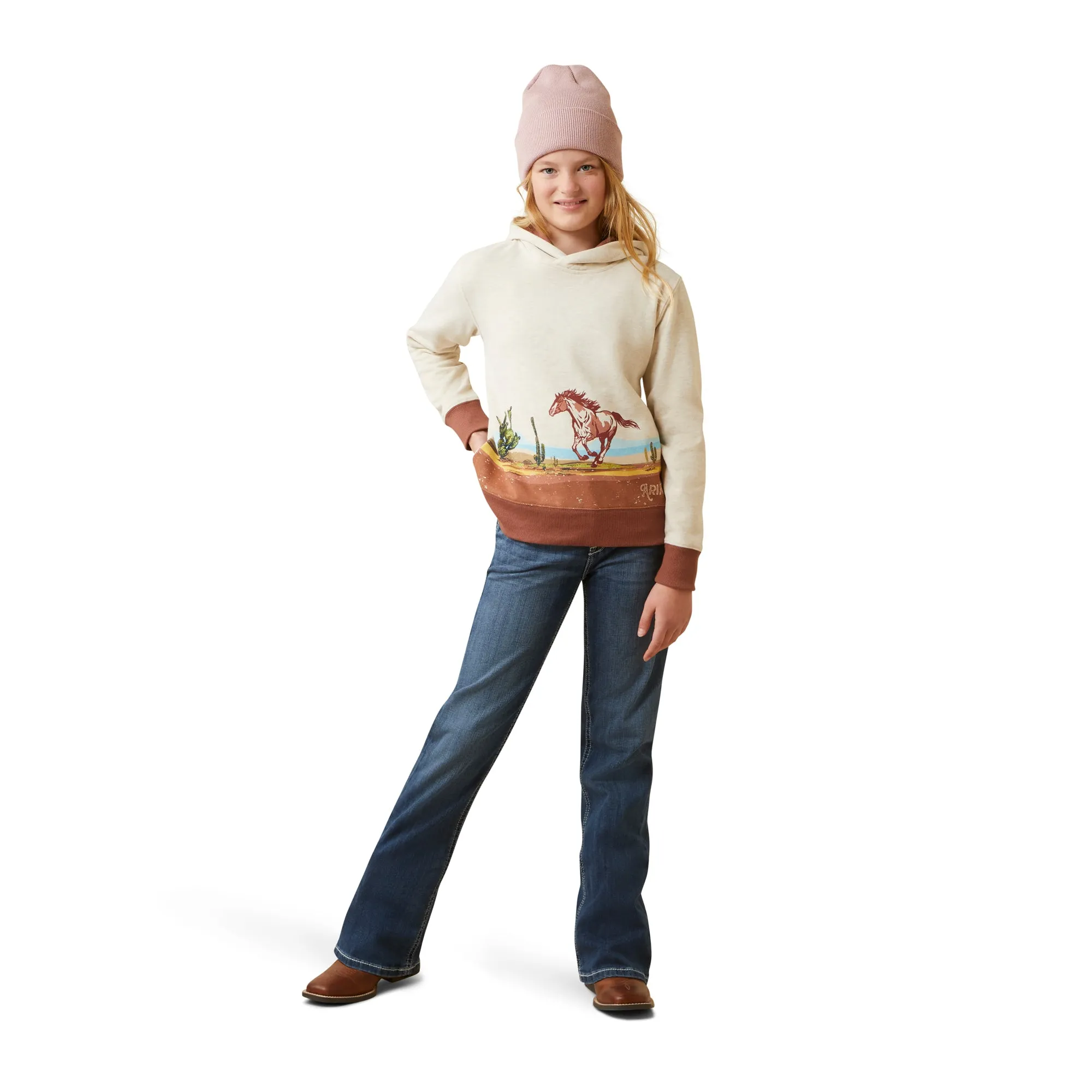 Ariat Girl's Wild Horse Oatmeal Heather Pullover Sweatshirt 10046460