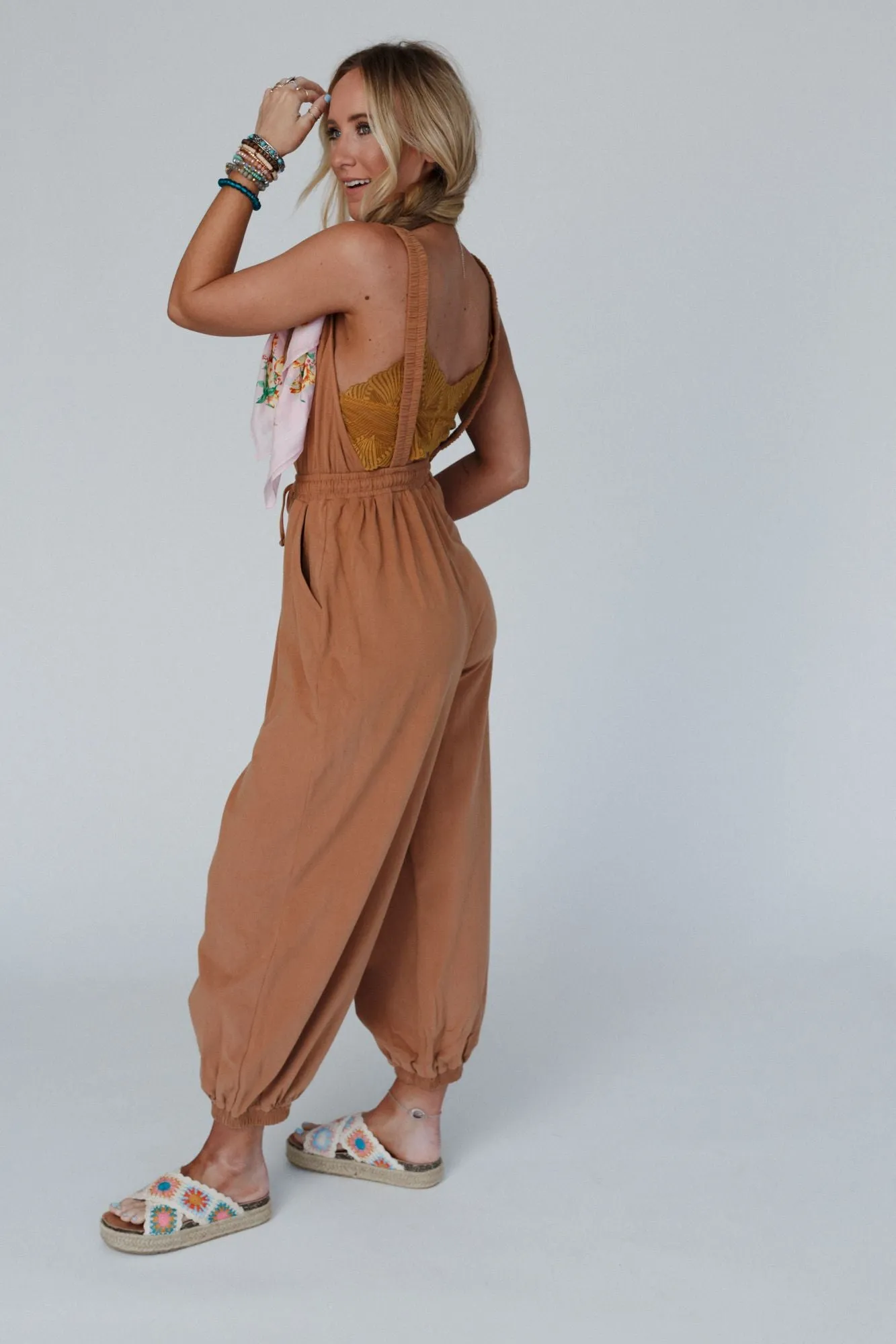 Breezy Back Knit Jumpsuit - Butterscotch