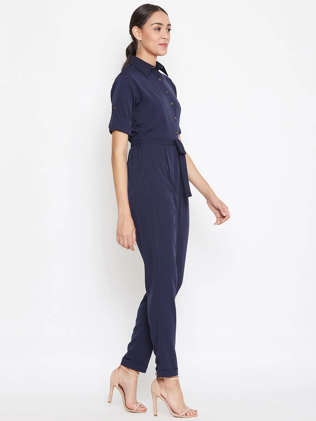 Button Down Roll-up Jumpsuit