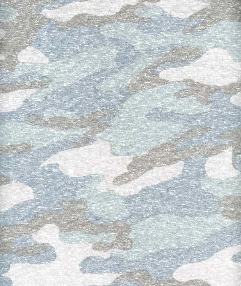 CAMOUFLAGE ARMY PRINTED ON POLY RICH FRENCH TERRY TRIBLEND NF00033-056