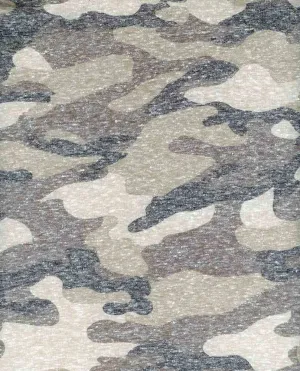 CAMOUFLAGE ARMY PRINTED ON POLY RICH FRENCH TERRY TRIBLEND NF00033-056