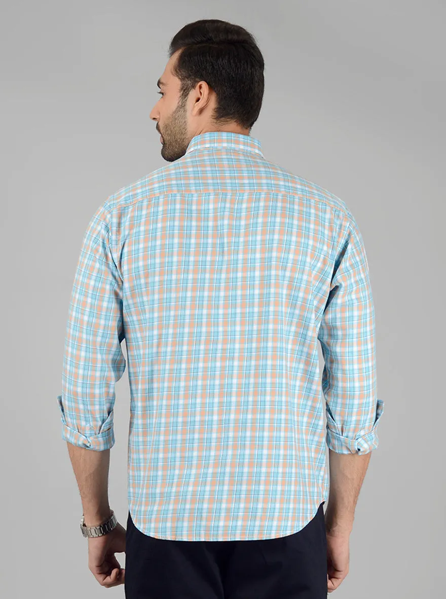 Cantaloupe Checked Classic Fit Casual Shirt | Greenfibre