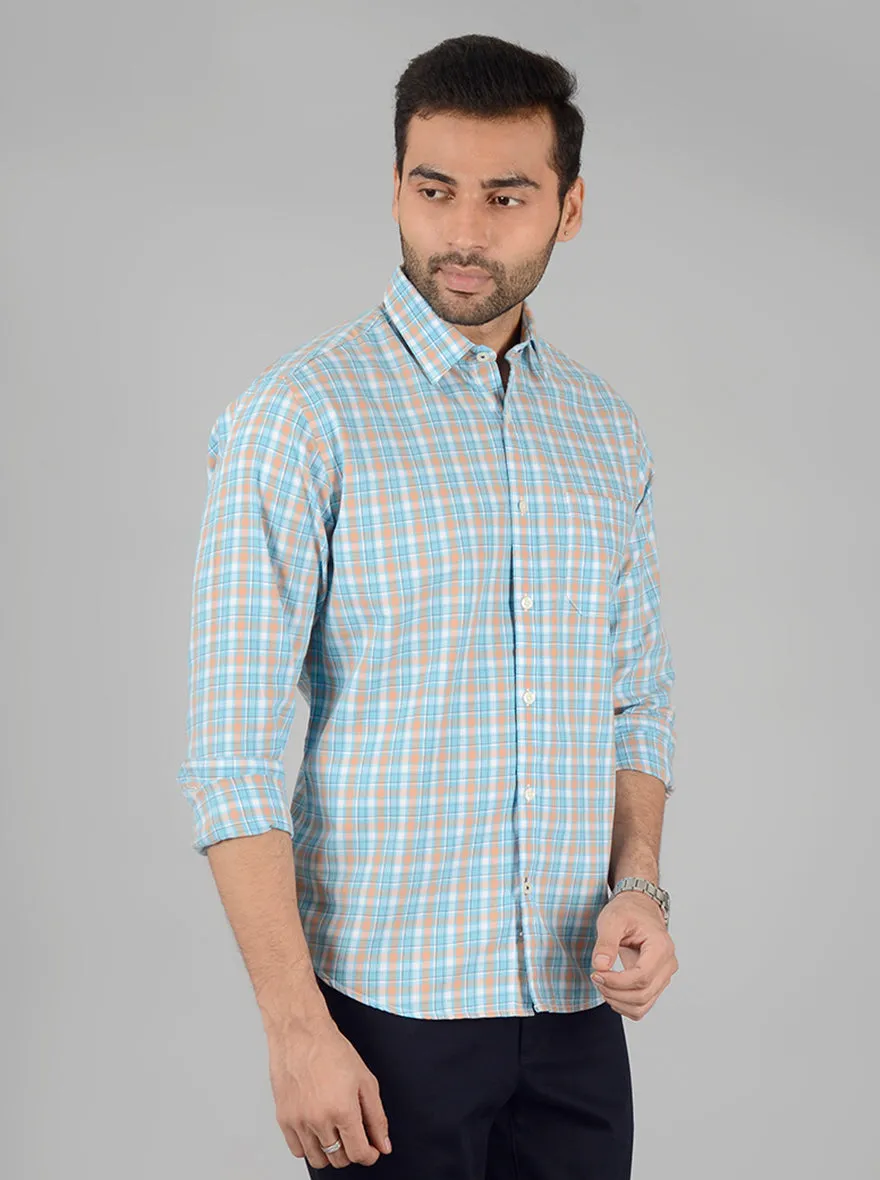 Cantaloupe Checked Classic Fit Casual Shirt | Greenfibre