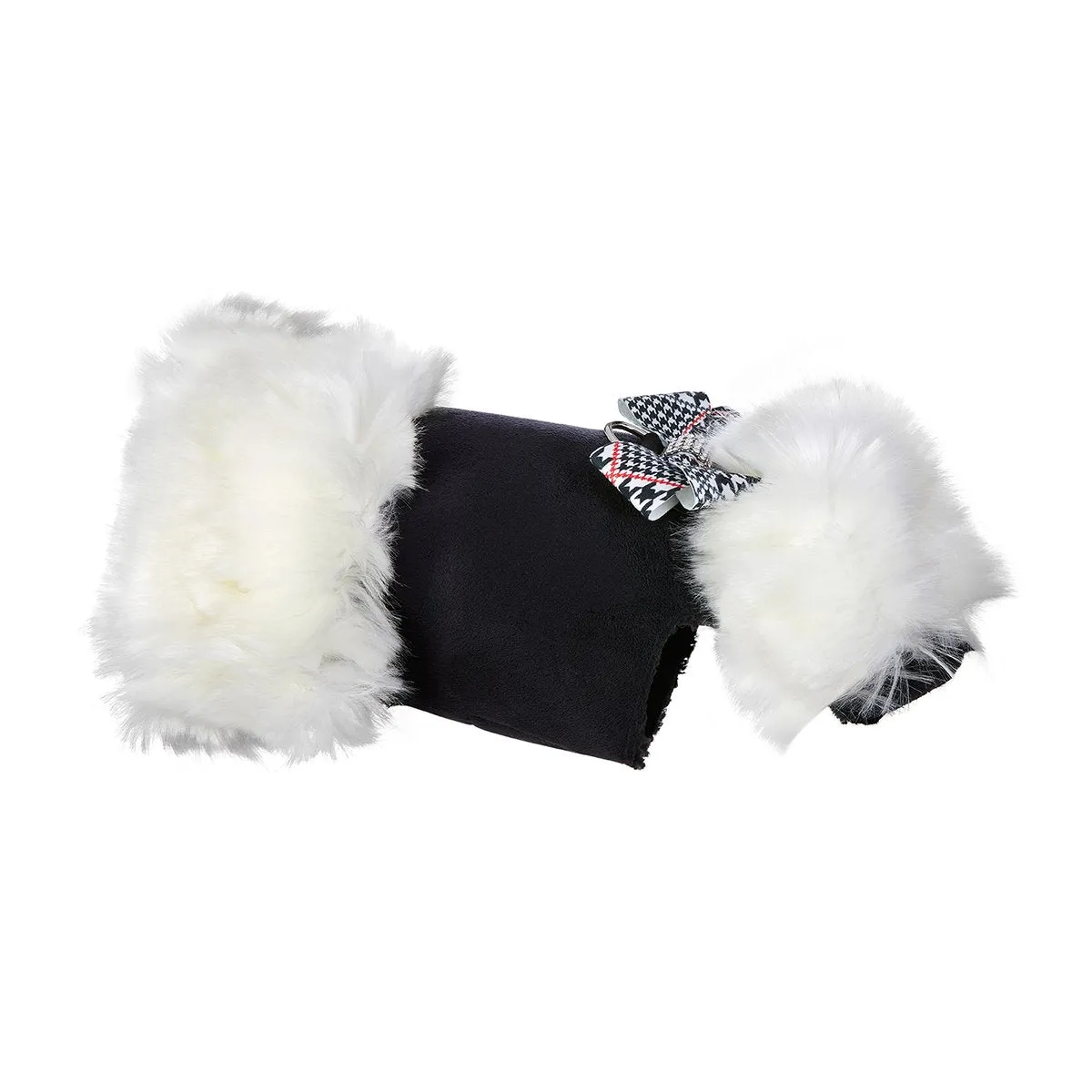 Classic Glen Houndstooth Nouveau Bow White Fox Fur Coat