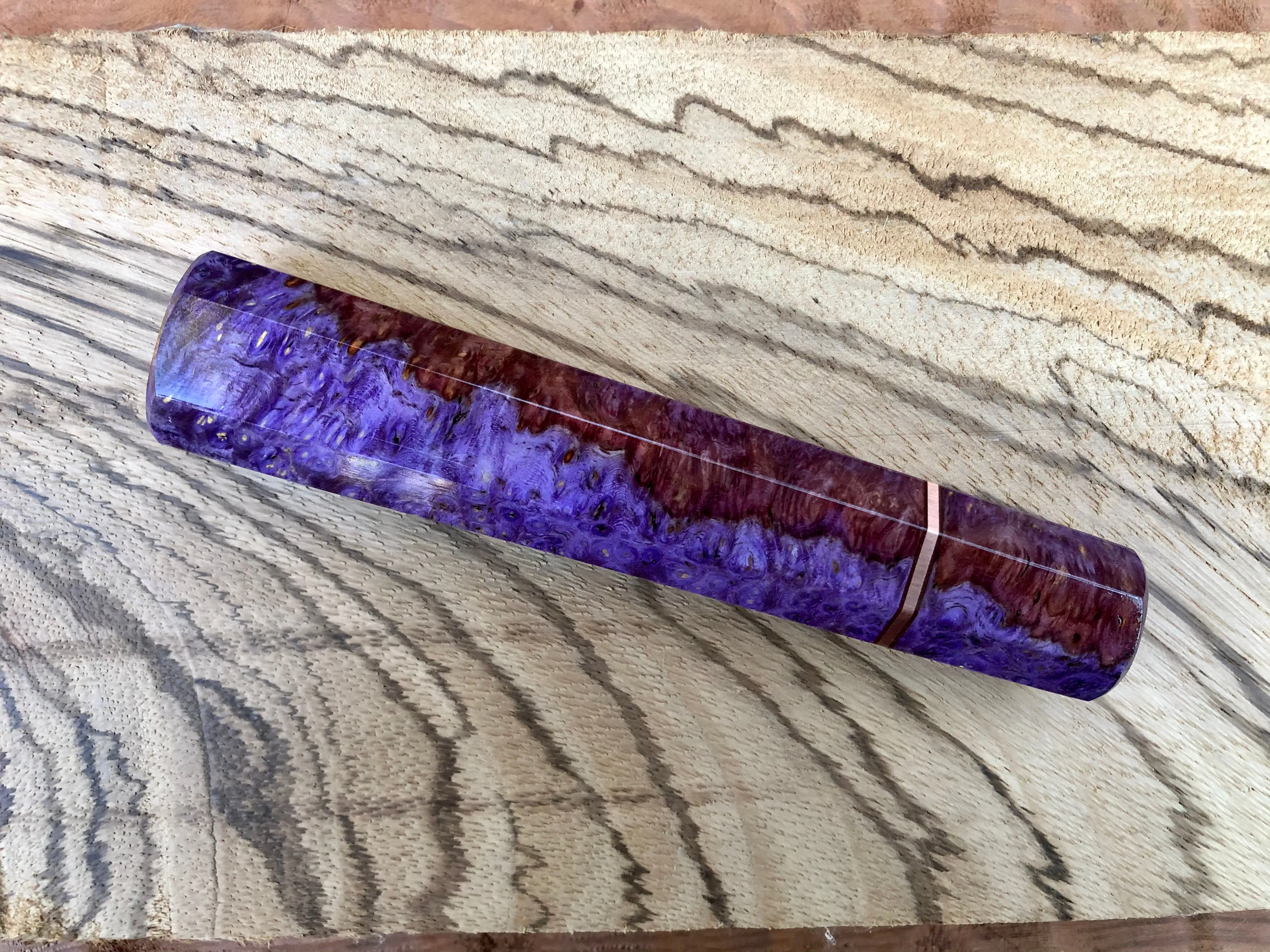 Custom Japanese Kitchen Knife Handle - Dyed Amboyna Burl