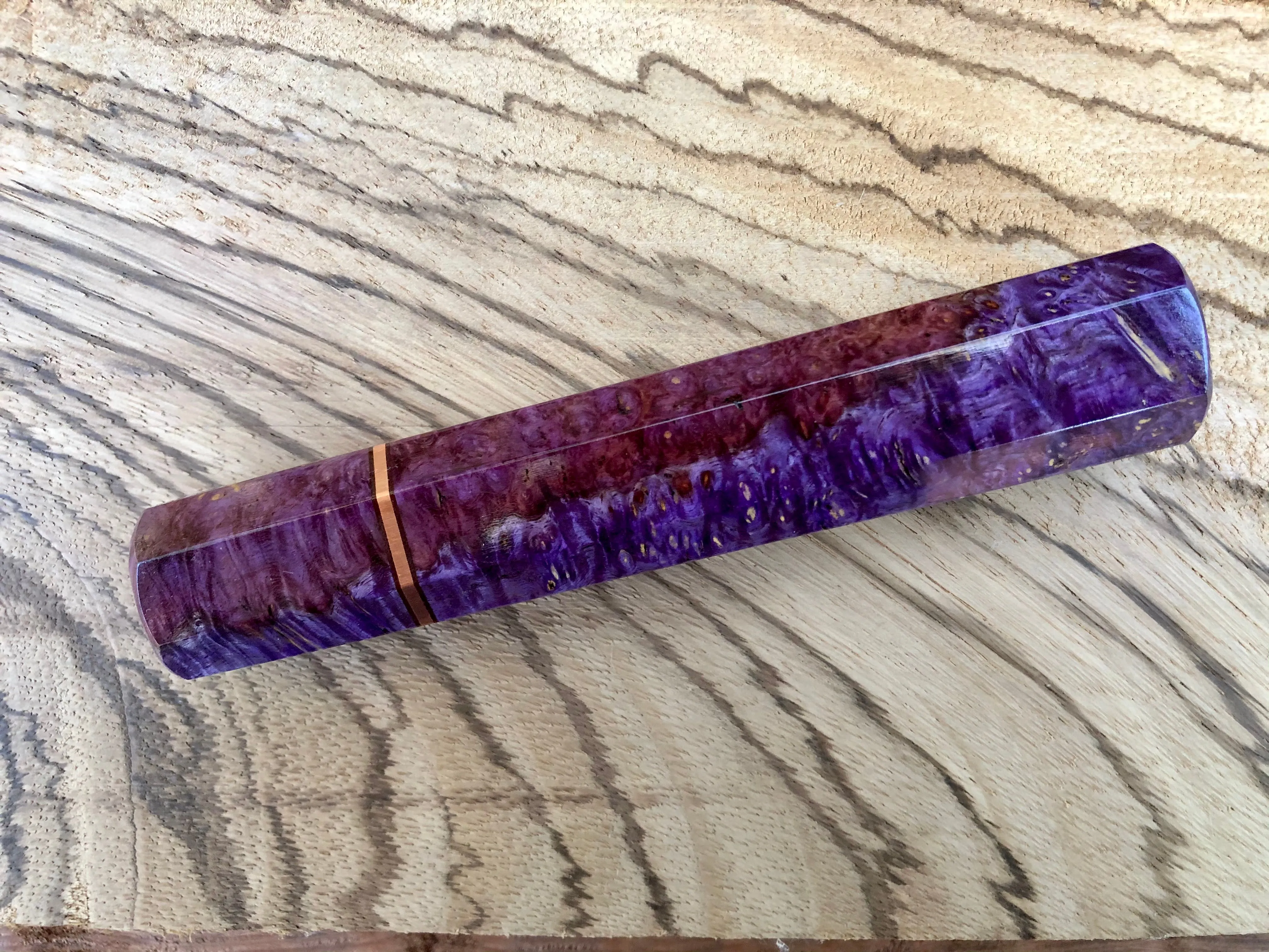 Custom Japanese Kitchen Knife Handle - Dyed Amboyna Burl