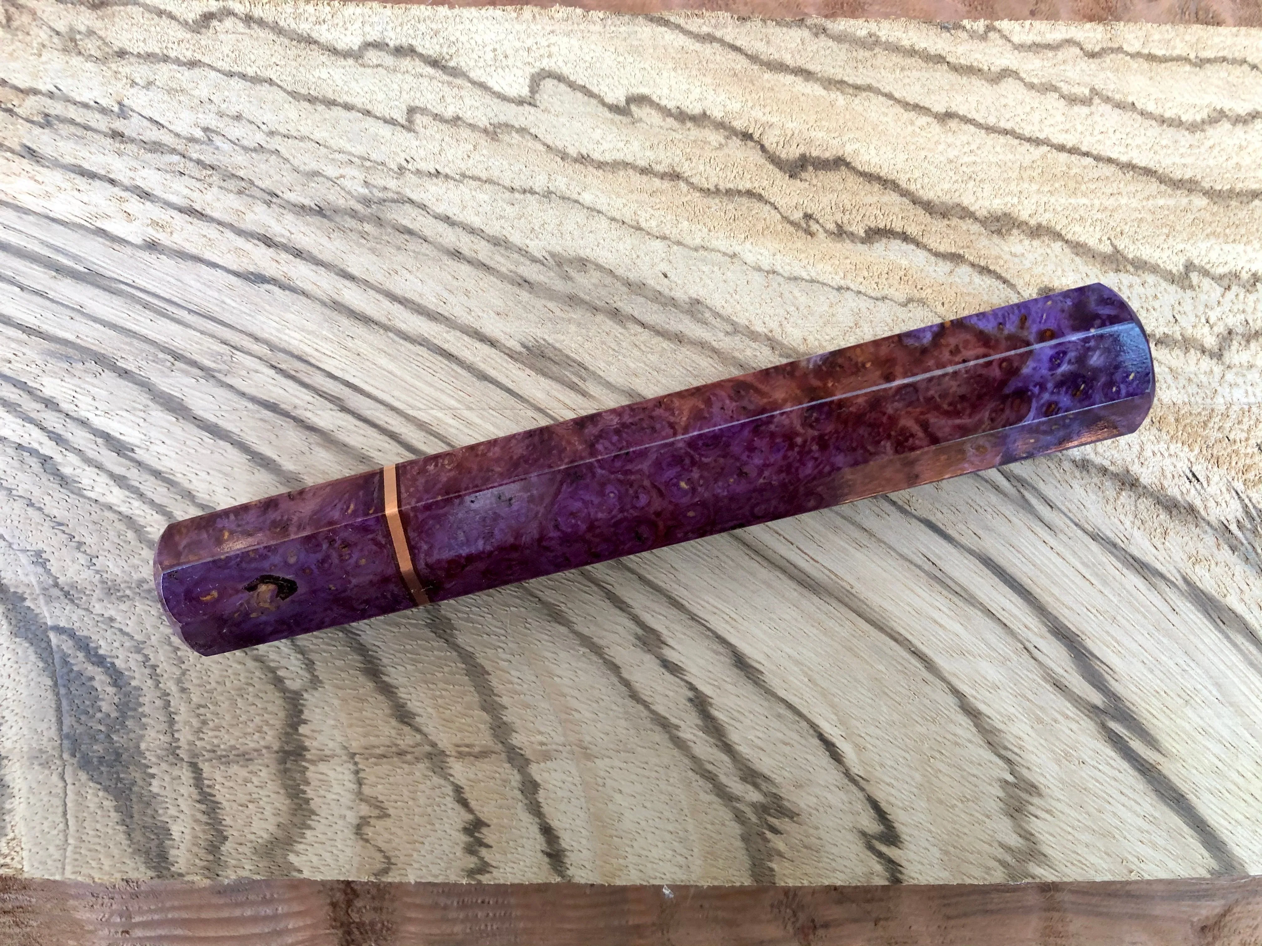 Custom Japanese Kitchen Knife Handle - Dyed Amboyna Burl