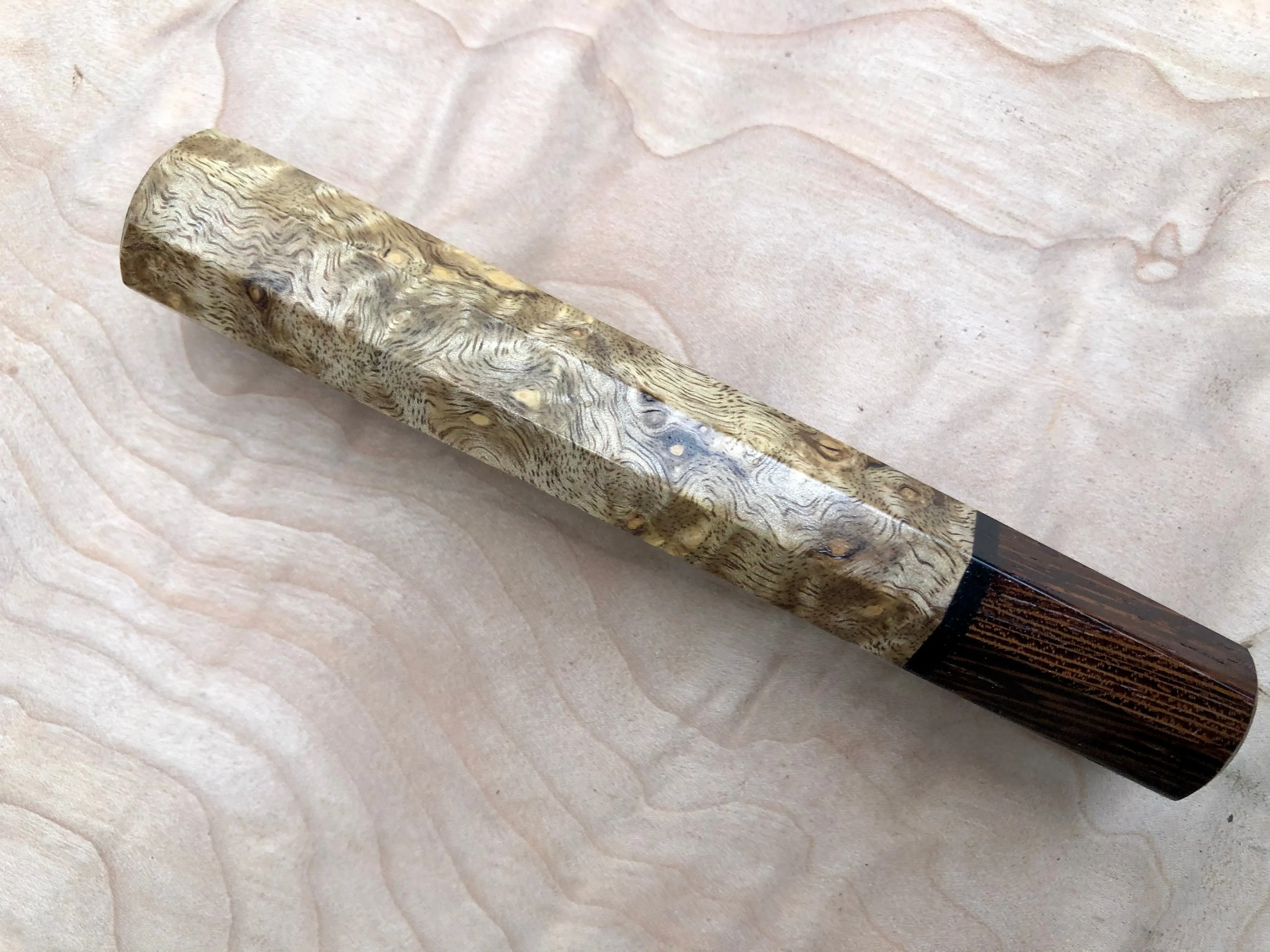 Custom Japanese Knife Handle (Wa Handle) - curly myrtle