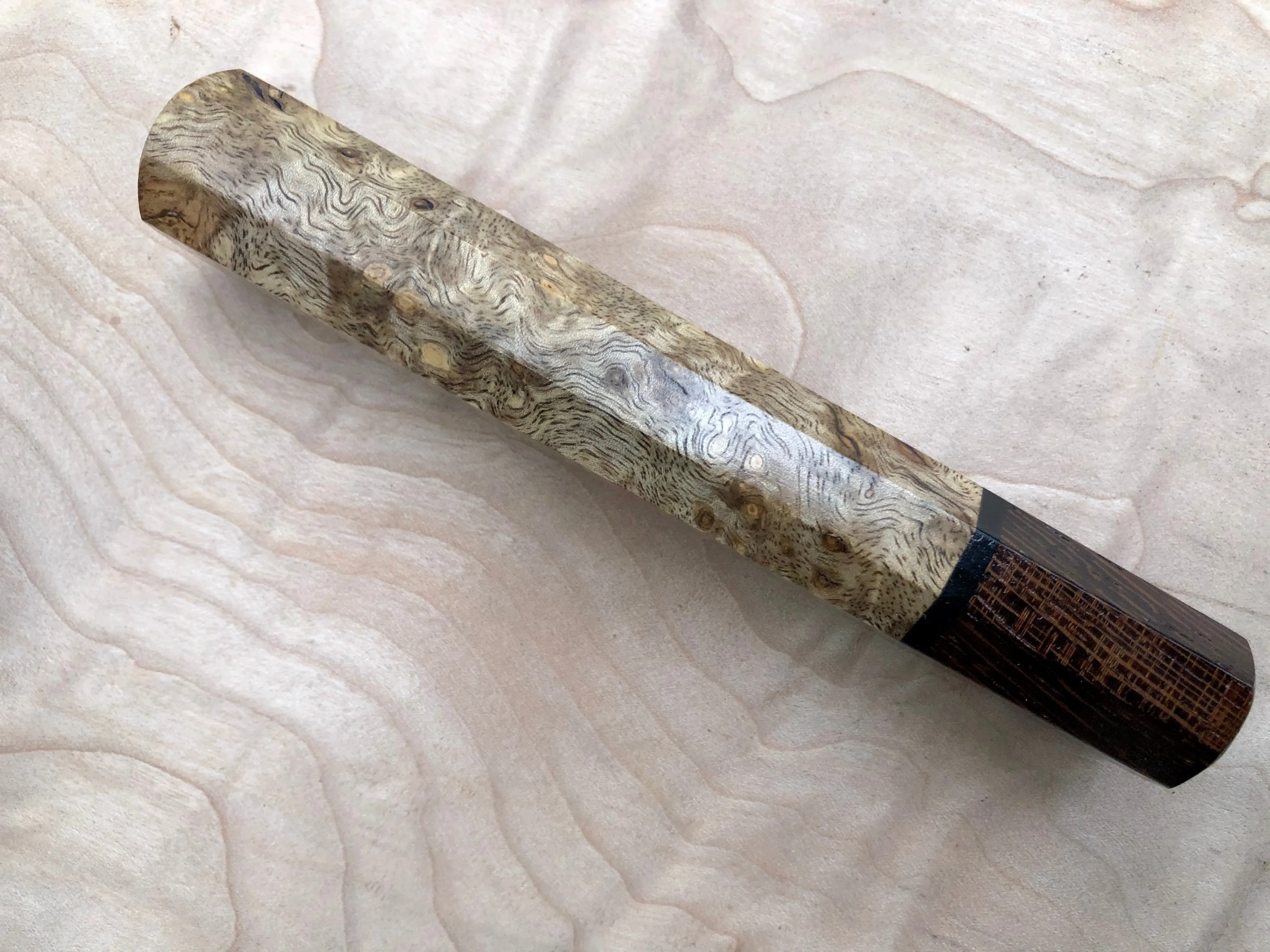 Custom Japanese Knife Handle (Wa Handle) - curly myrtle