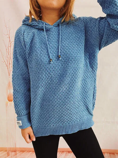 Drawstring Long Sleeve  Hooded Sweater