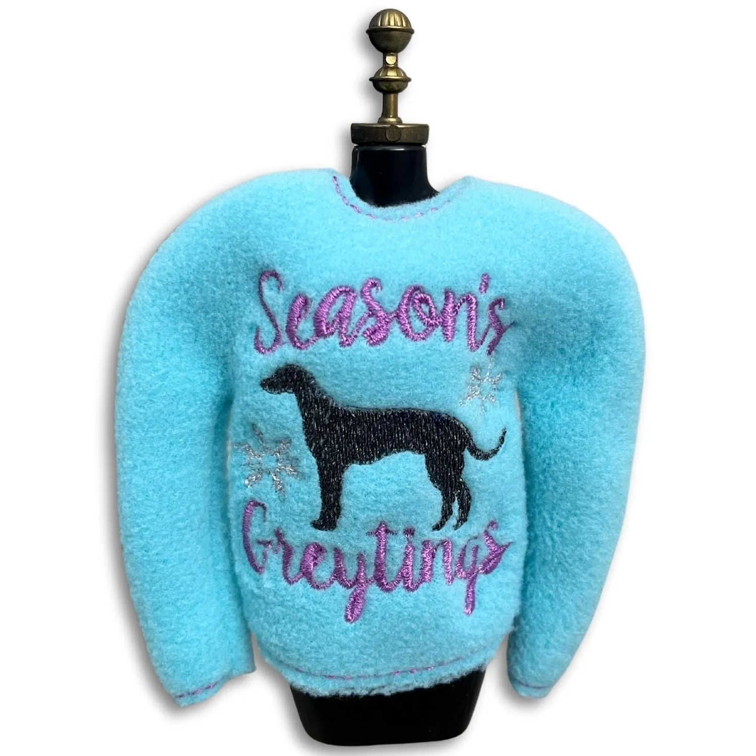 Elf Sweater Season's Greytings Greyhound Aqua