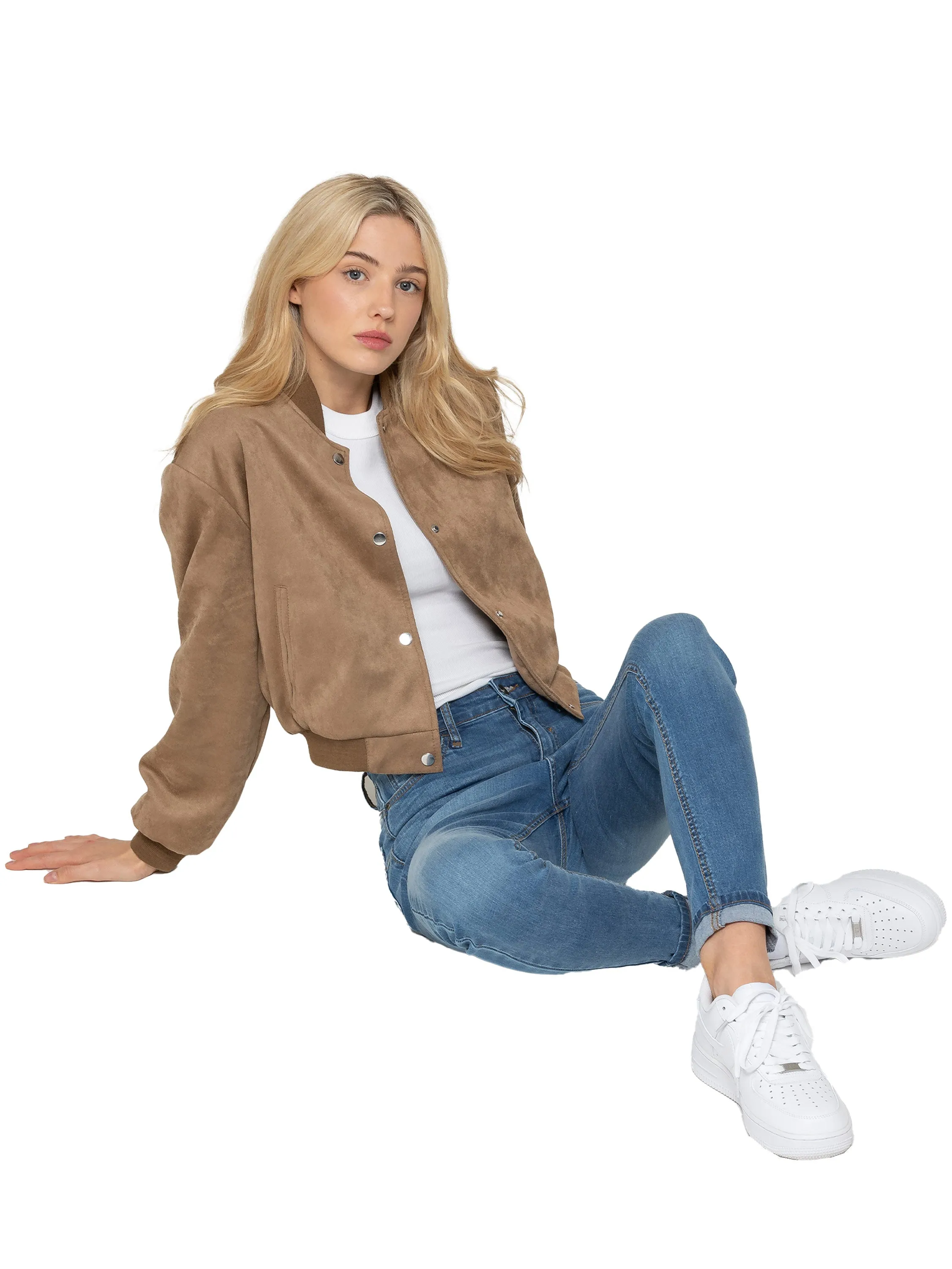 Enzo | Womens Suede Bomber Jacket