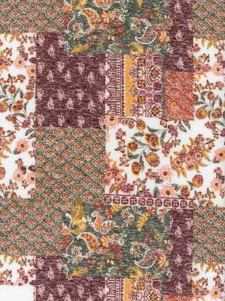 ETHNIC PATHWORK PRINTED ON POLY RICH FRENCH TERRY TRIBLEND NFE190335-056