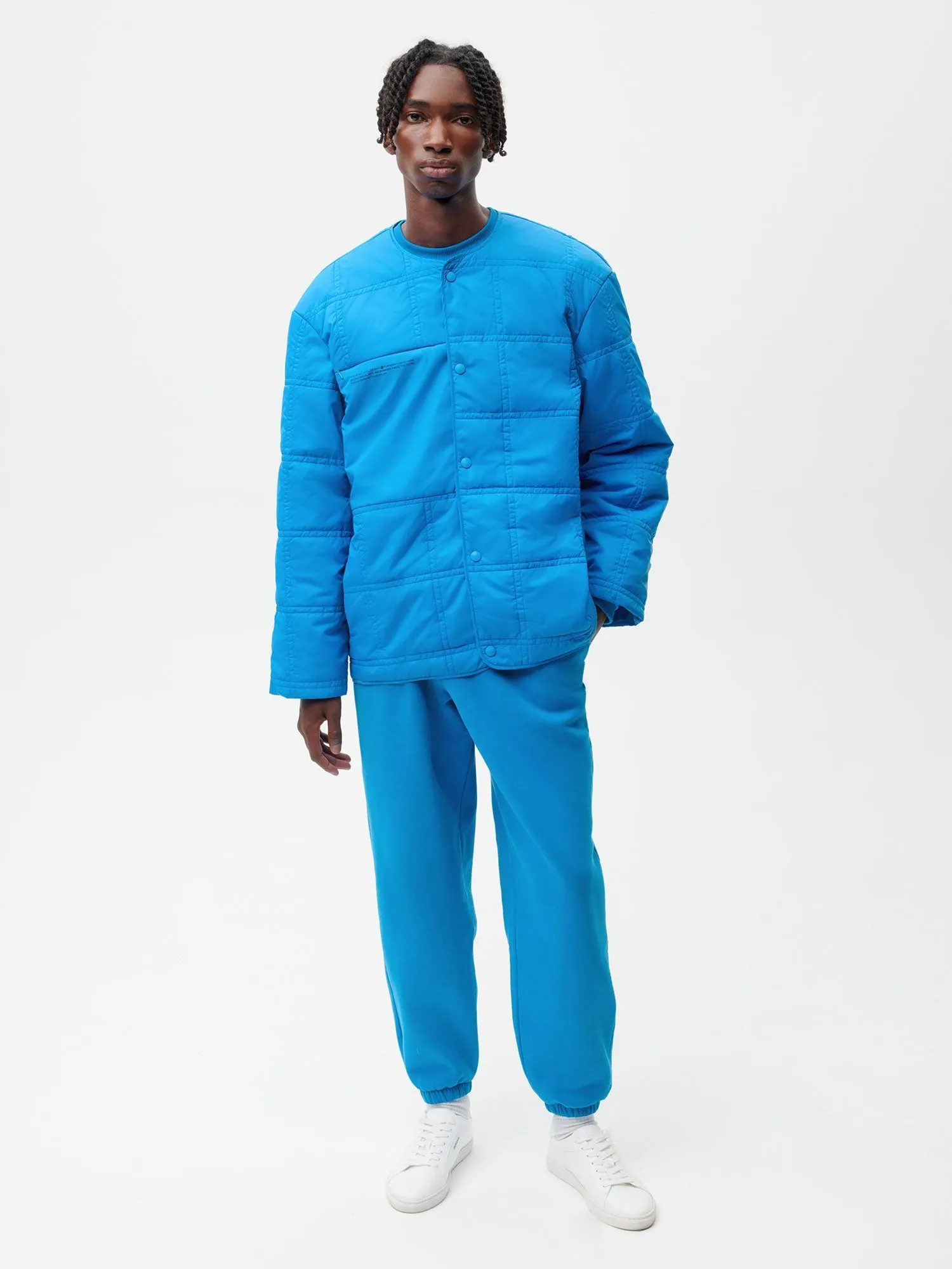 FLWRDWN™ Quilted Collarless Jacket—cerulean blue