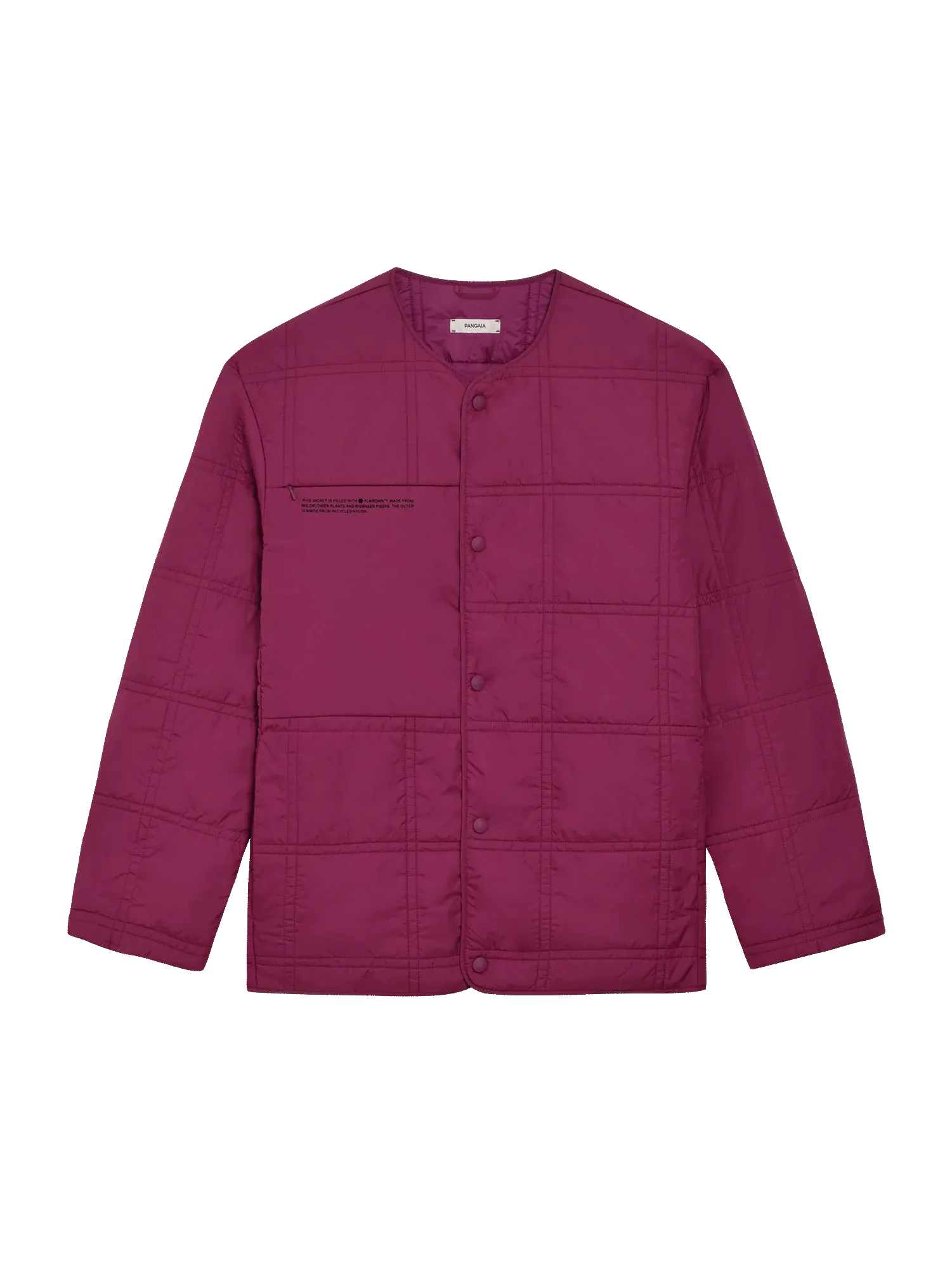 FLWRDWN™ Quilted Collarless Jacket—plum purple