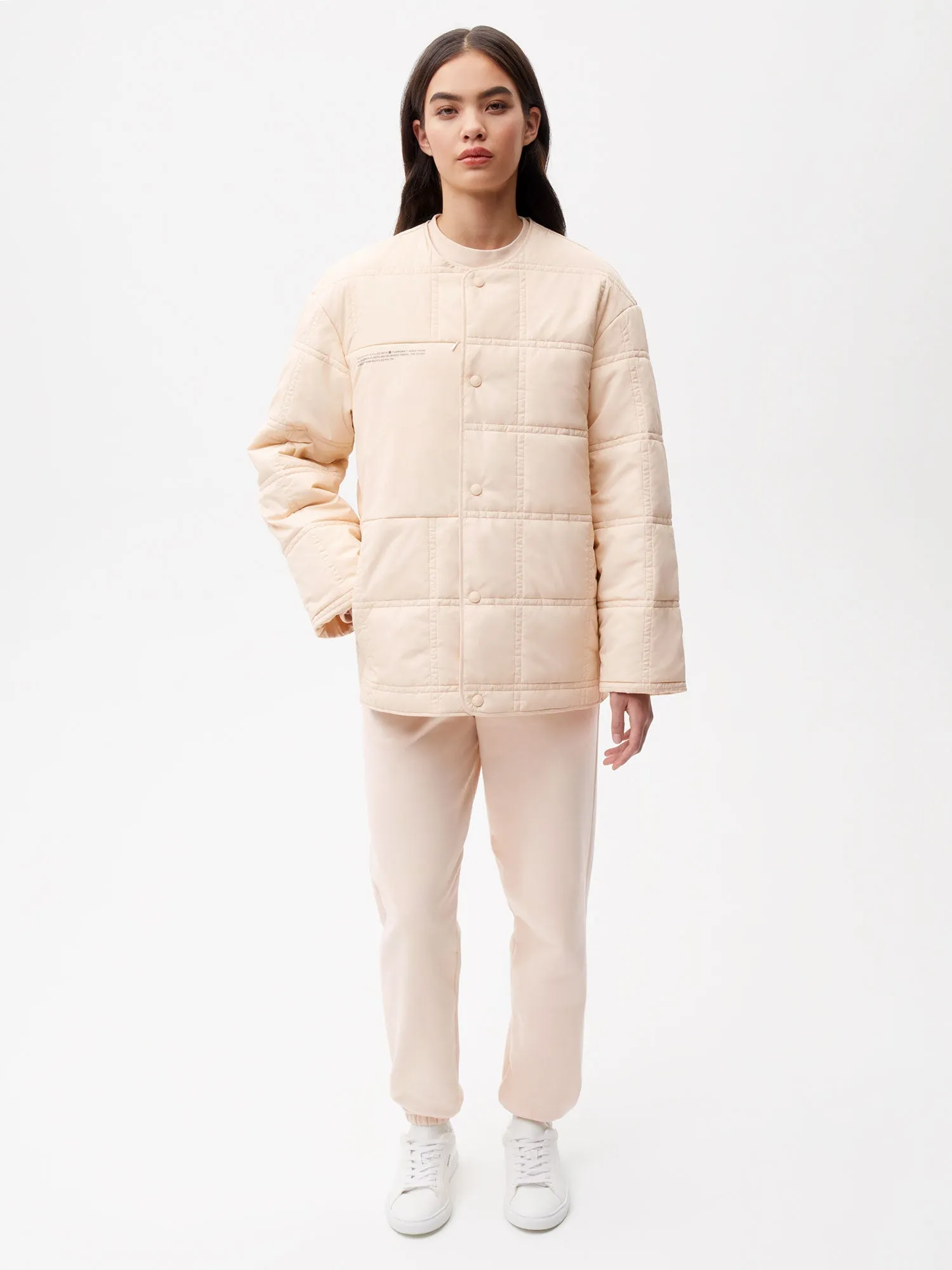 FLWRDWN™ Quilted Collarless Jacket—sand