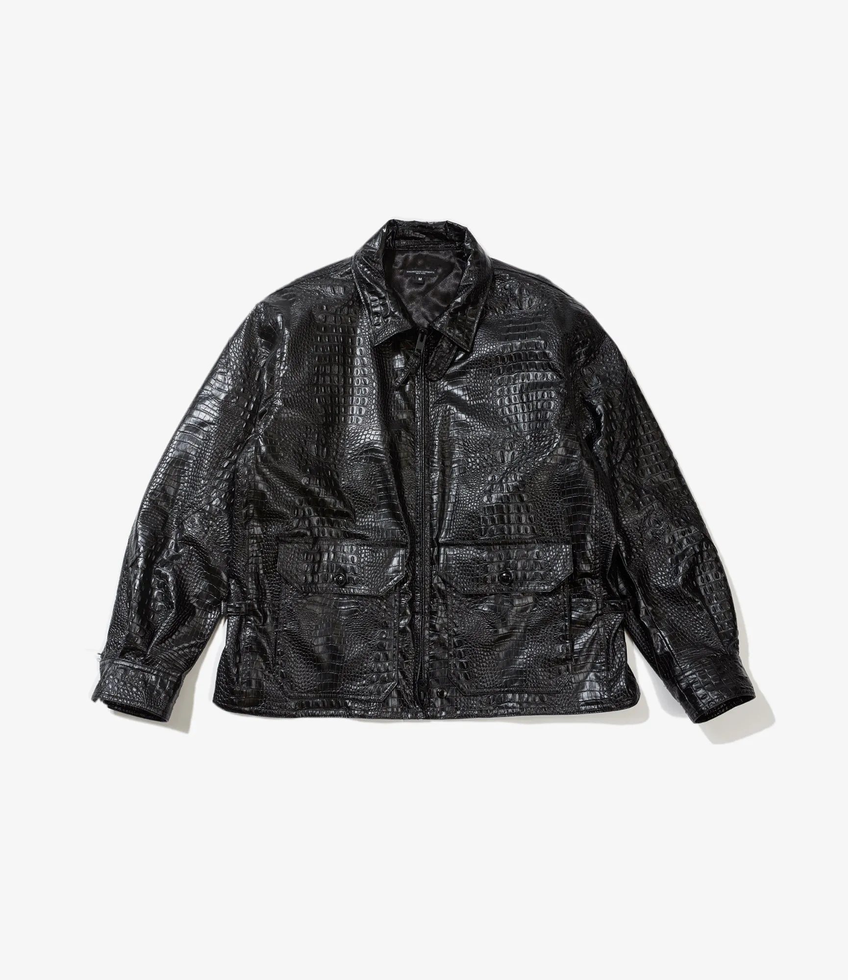 G8 Jacket – Black Alligator Embossed Fake Leather