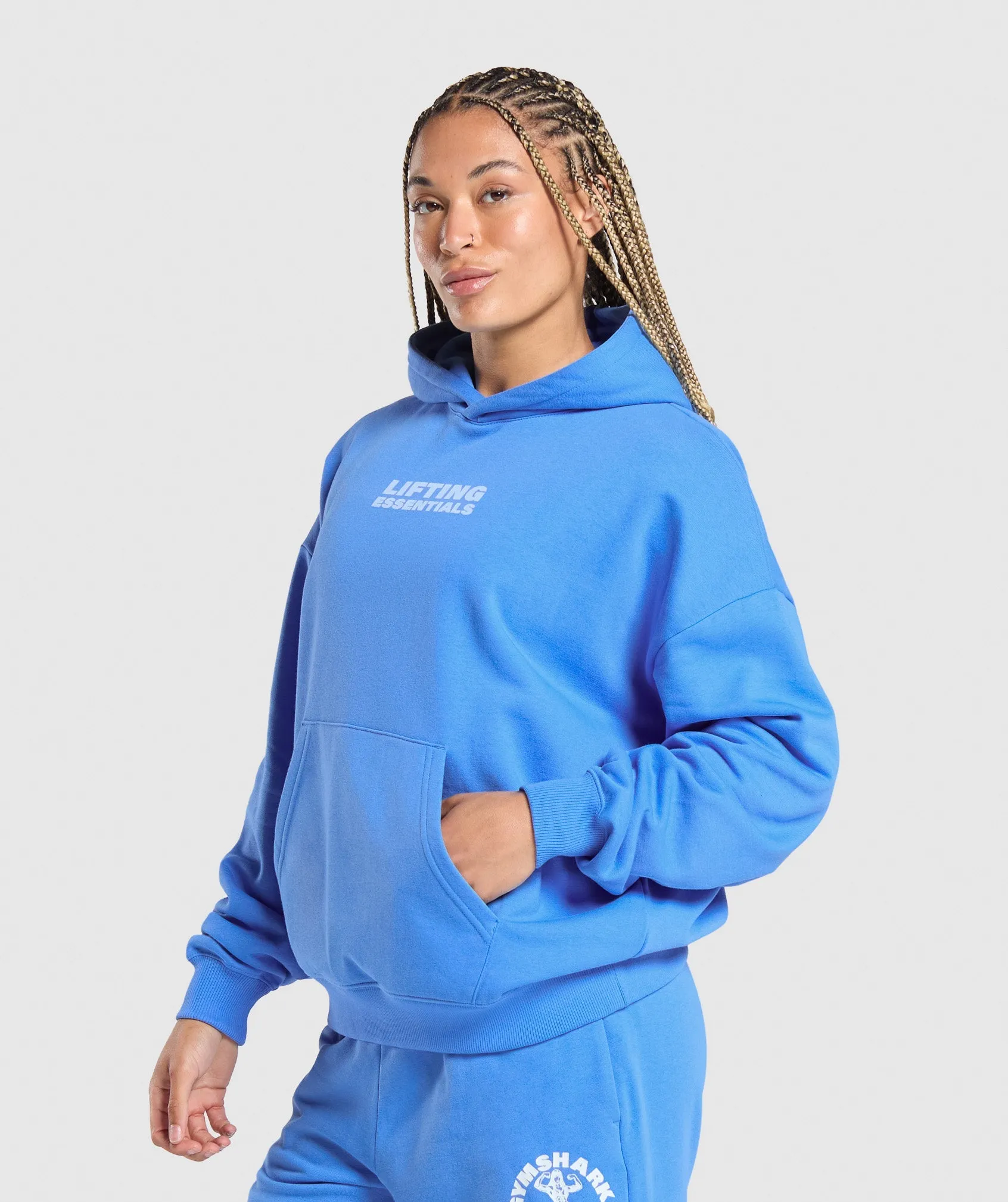 Gymshark Strong Women Oversized Hoodie - Lats Blue