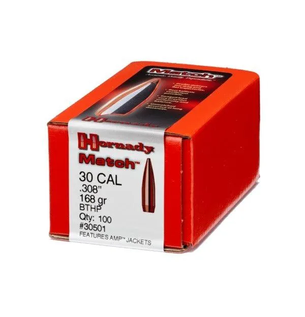 HORNADY .308 30 CAL 168 GRAIN BTHP MATCH PROJECTILES 250 PACK