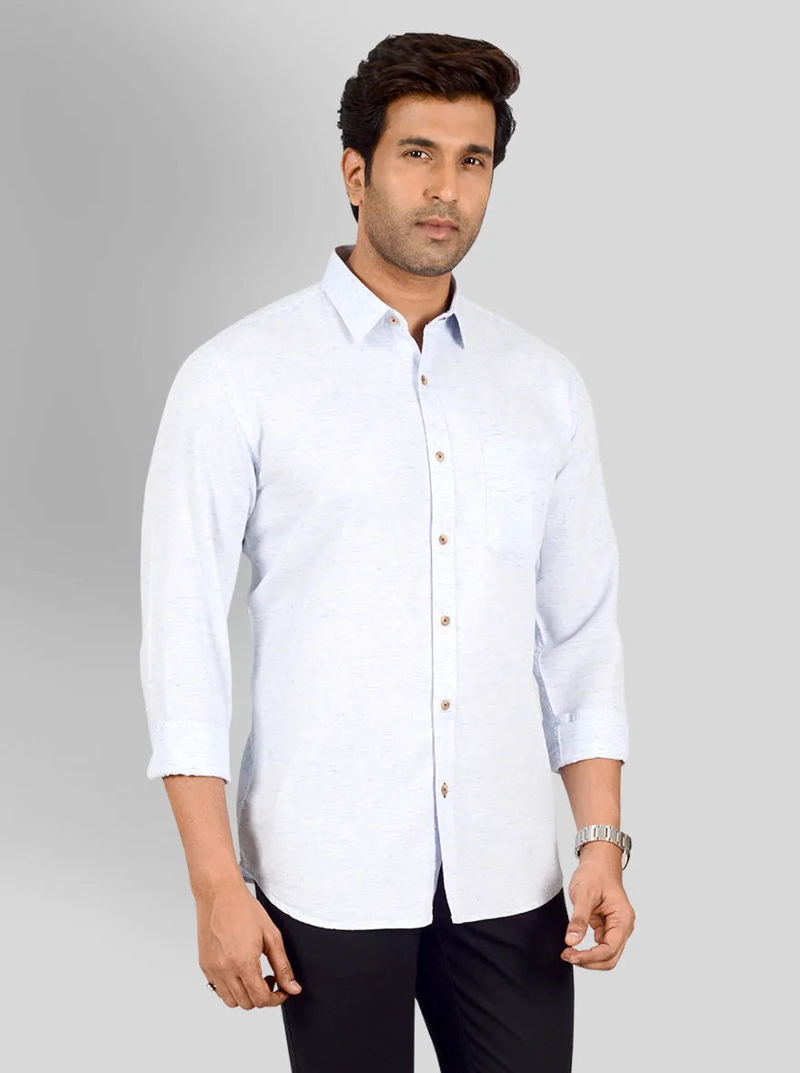 Ice Blue Self Design Smart Fit Casual Shirt | Greenfibre