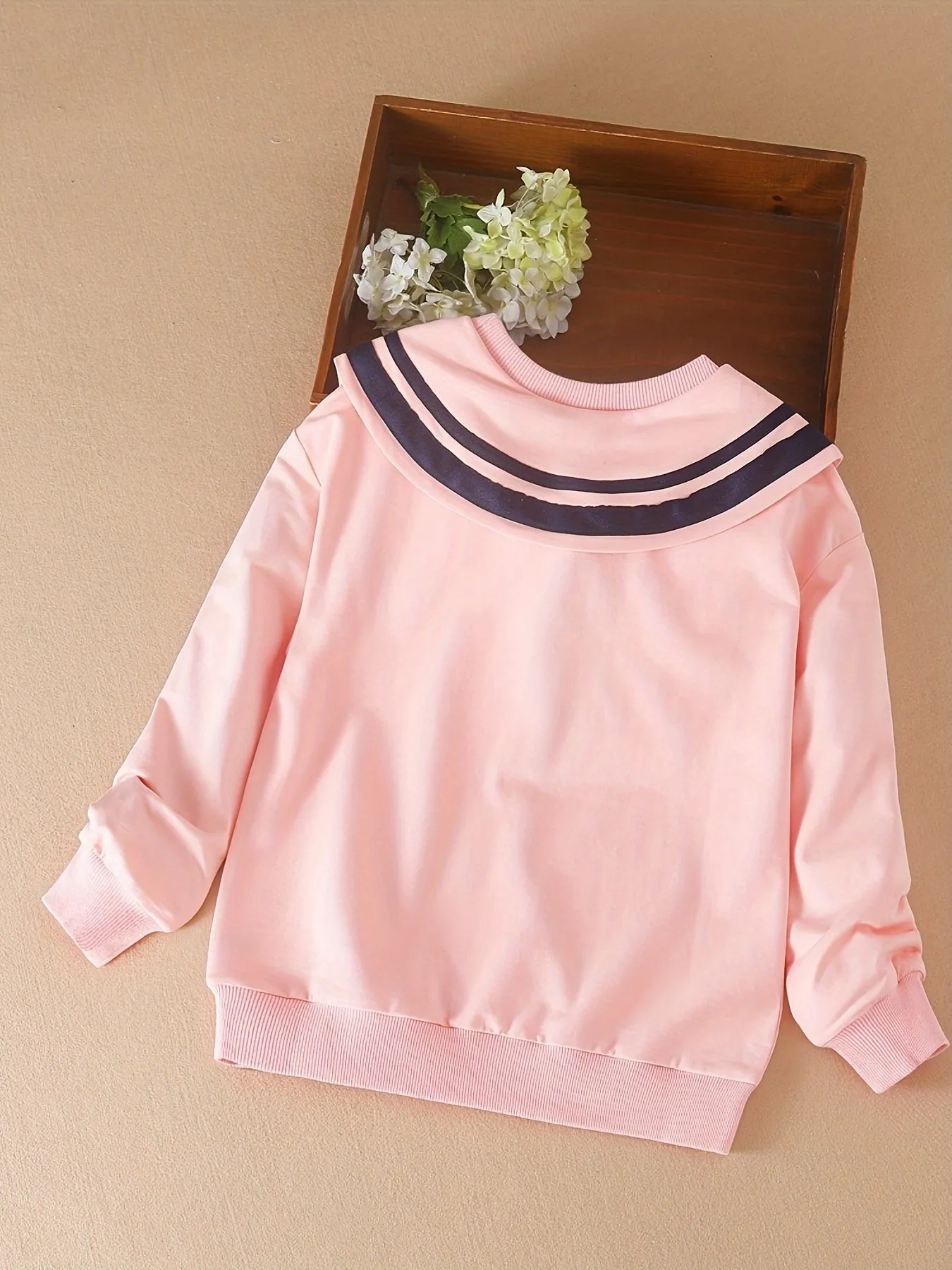 KUYIXIONG Girls Breathable & Stylish Preppy Style Long Sleeve Sailor Collar Cotton Sweatshirt For Spring & Fall