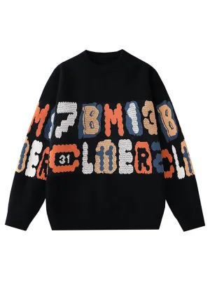 Loose Colour Block Letter Sweater