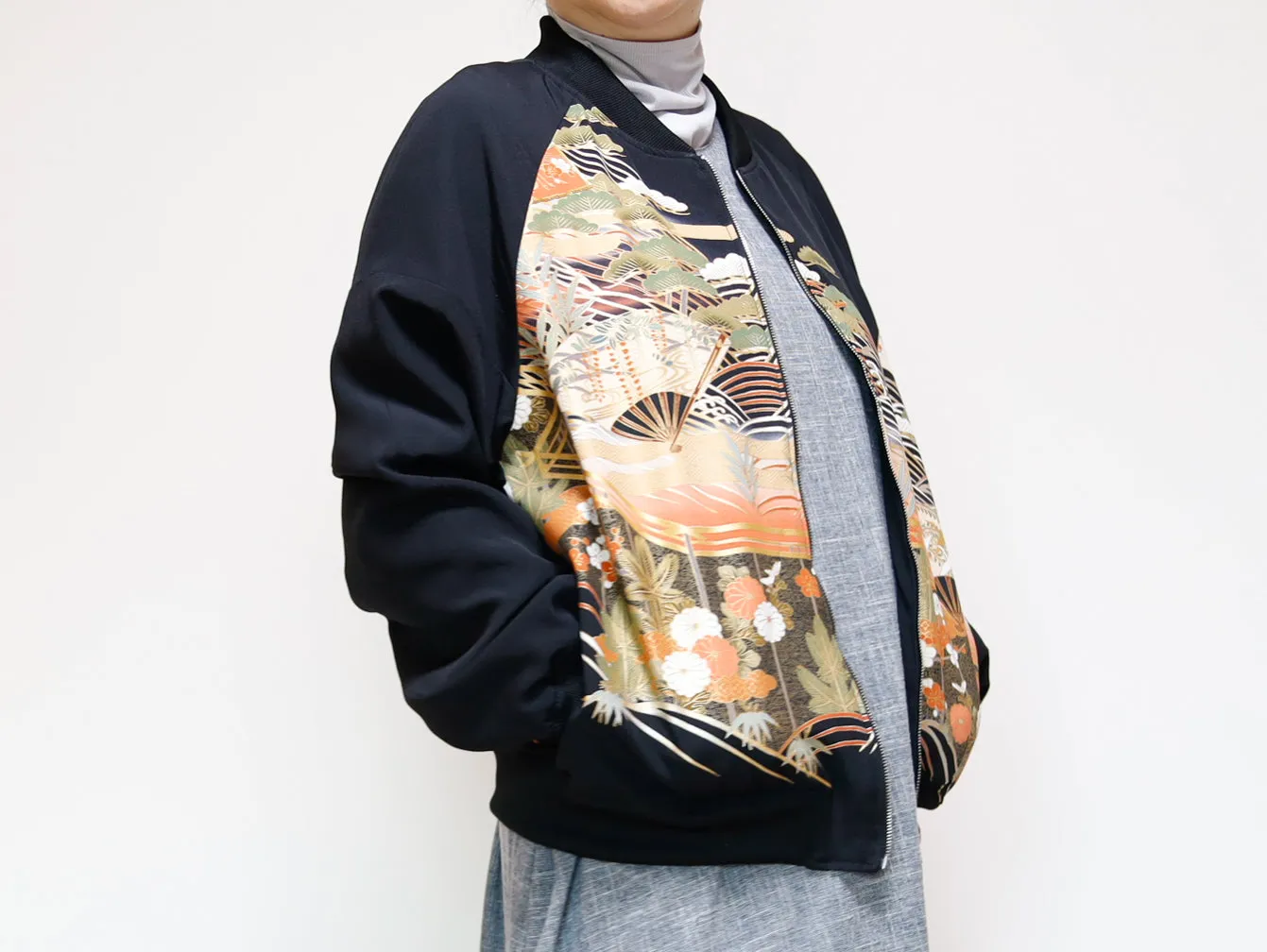 <J09-016> KIMONO BOMBER Jacket  -Mens M  Ladys XL