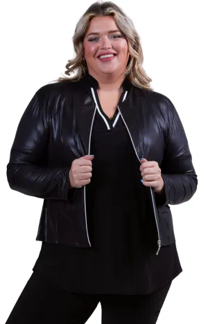 Magna Leather Look Jacket in Black