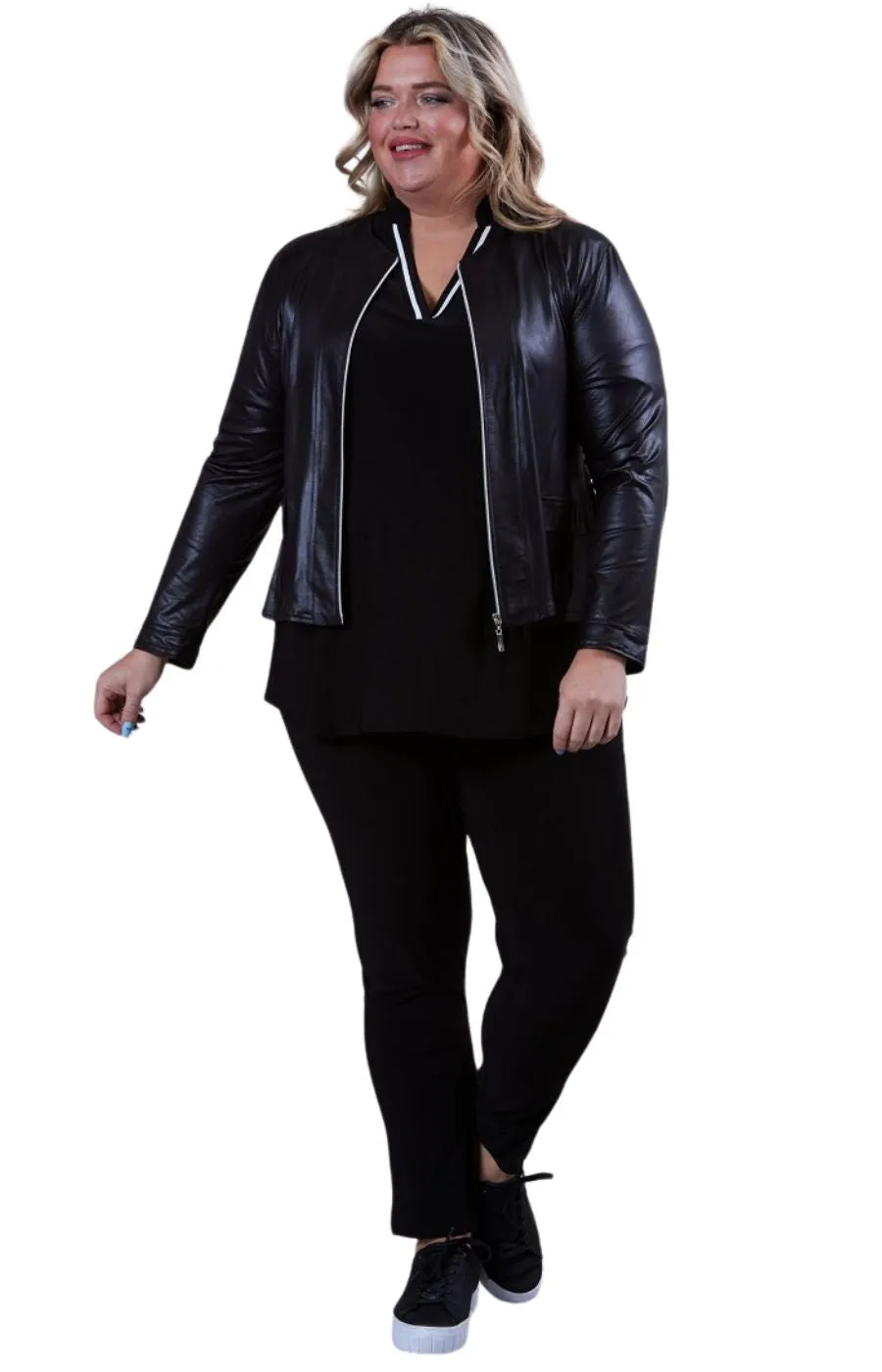 Magna Leather Look Jacket in Black