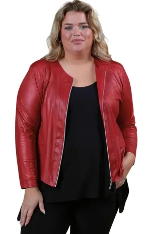 Magna Leather Look Jacket in Red