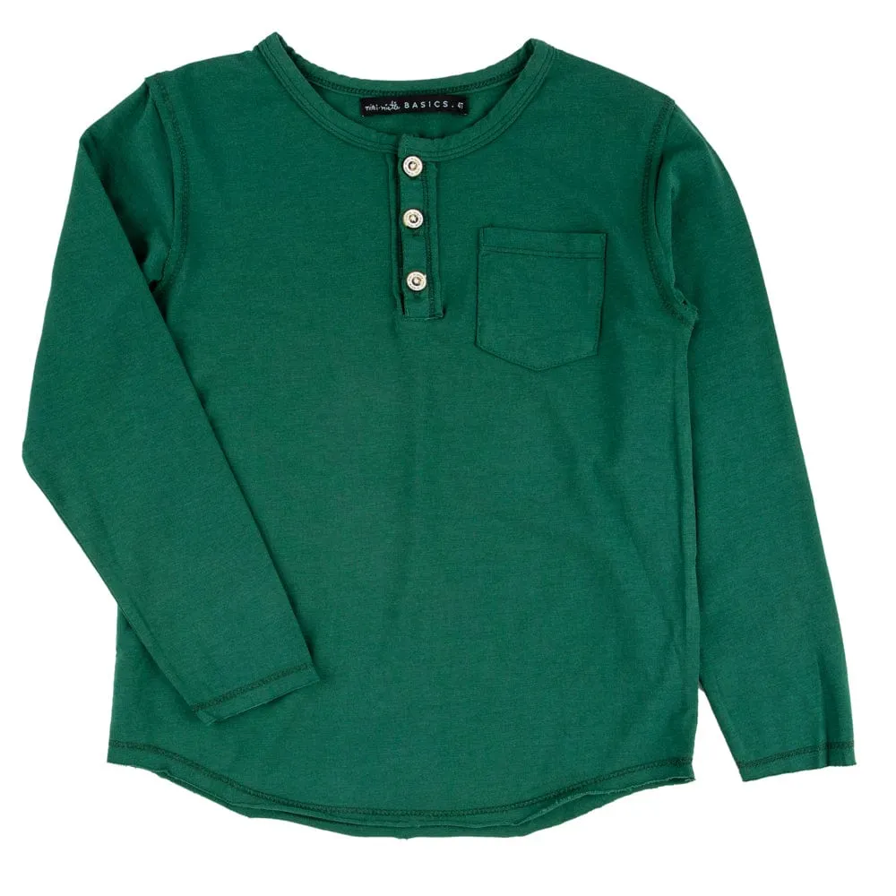 Miki Miette - Henley Long Sleeve - Rainforest Green