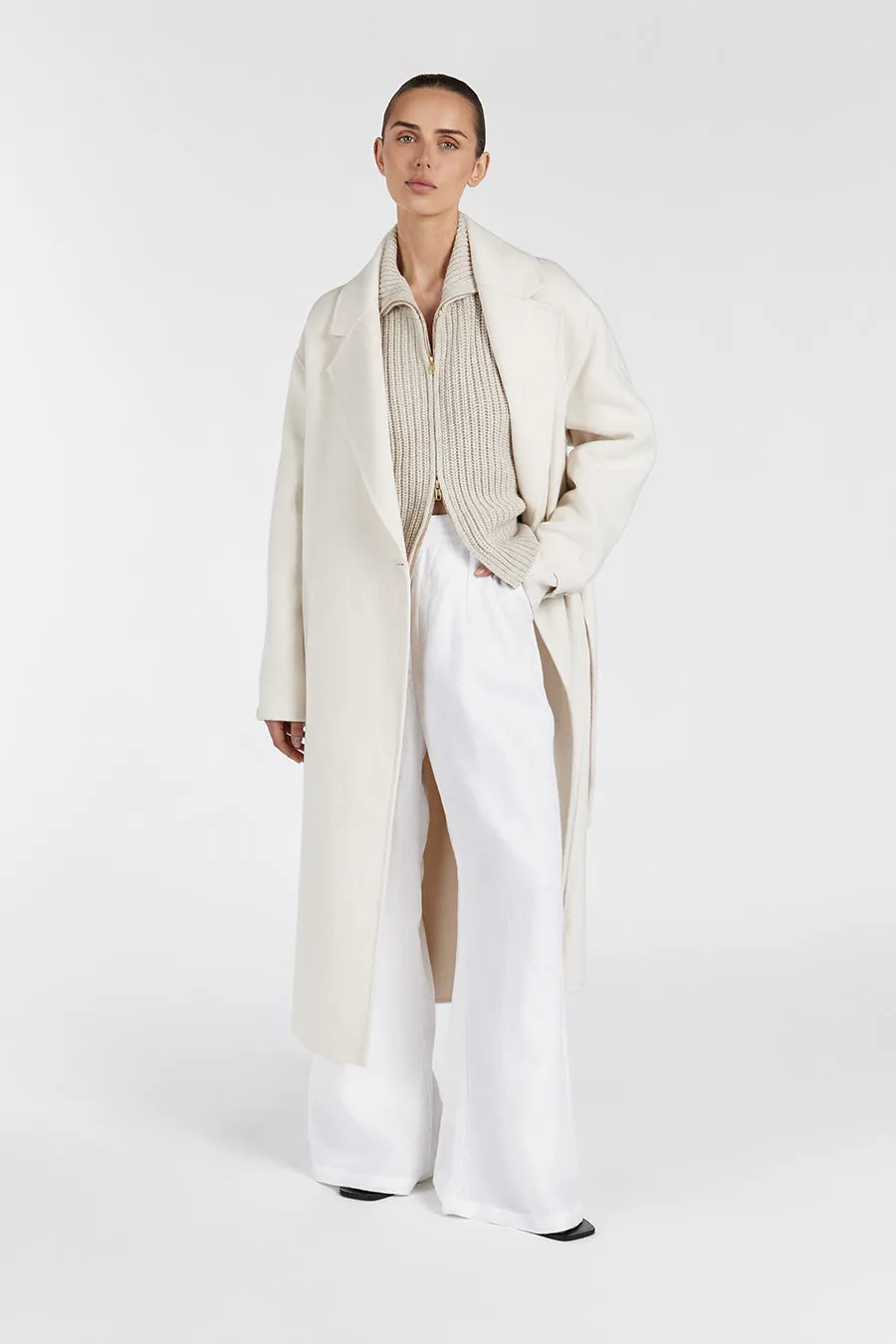 MILES CREAM WOOL WRAP COAT