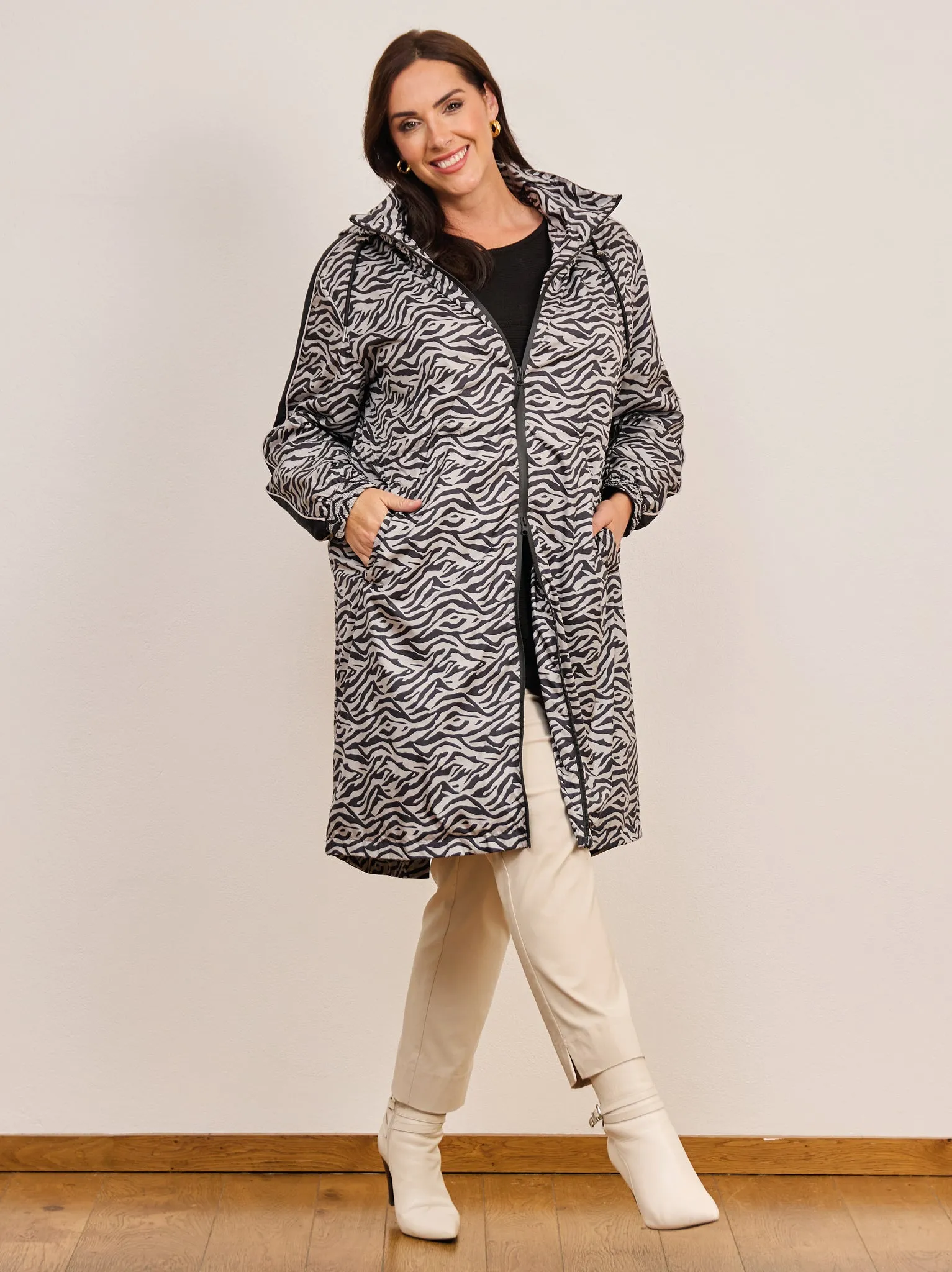 Normann Animal Print Coat - black/grey