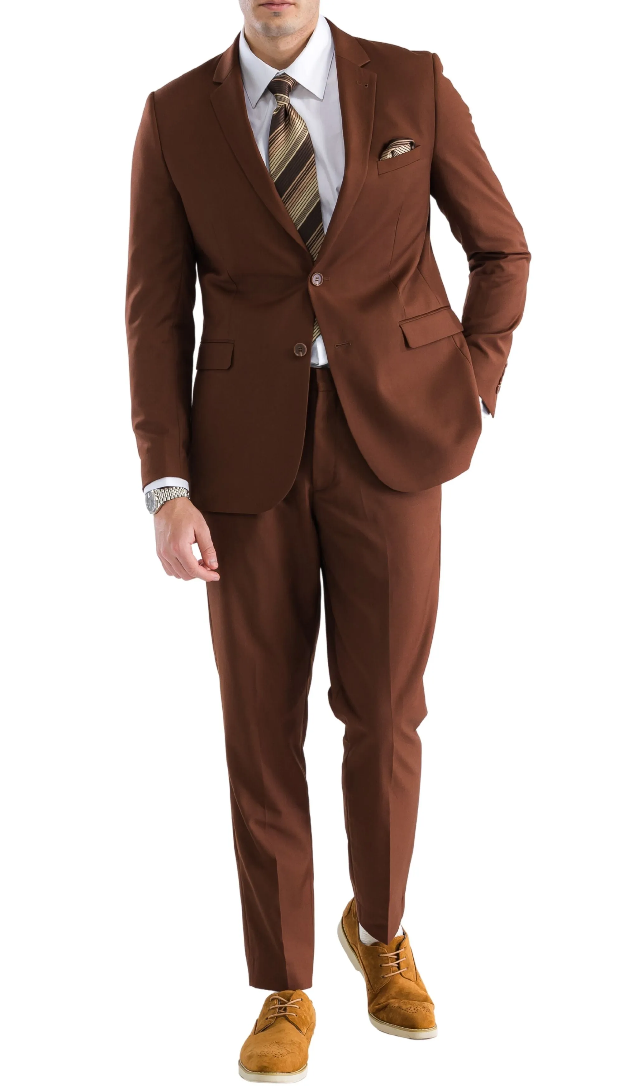 Oslo Brown Slim Fit Notch Lapel 2 Piece Suit