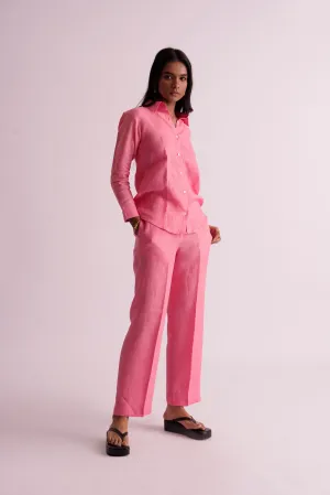 Pink Classic Linen pant & Shirt co-ord set