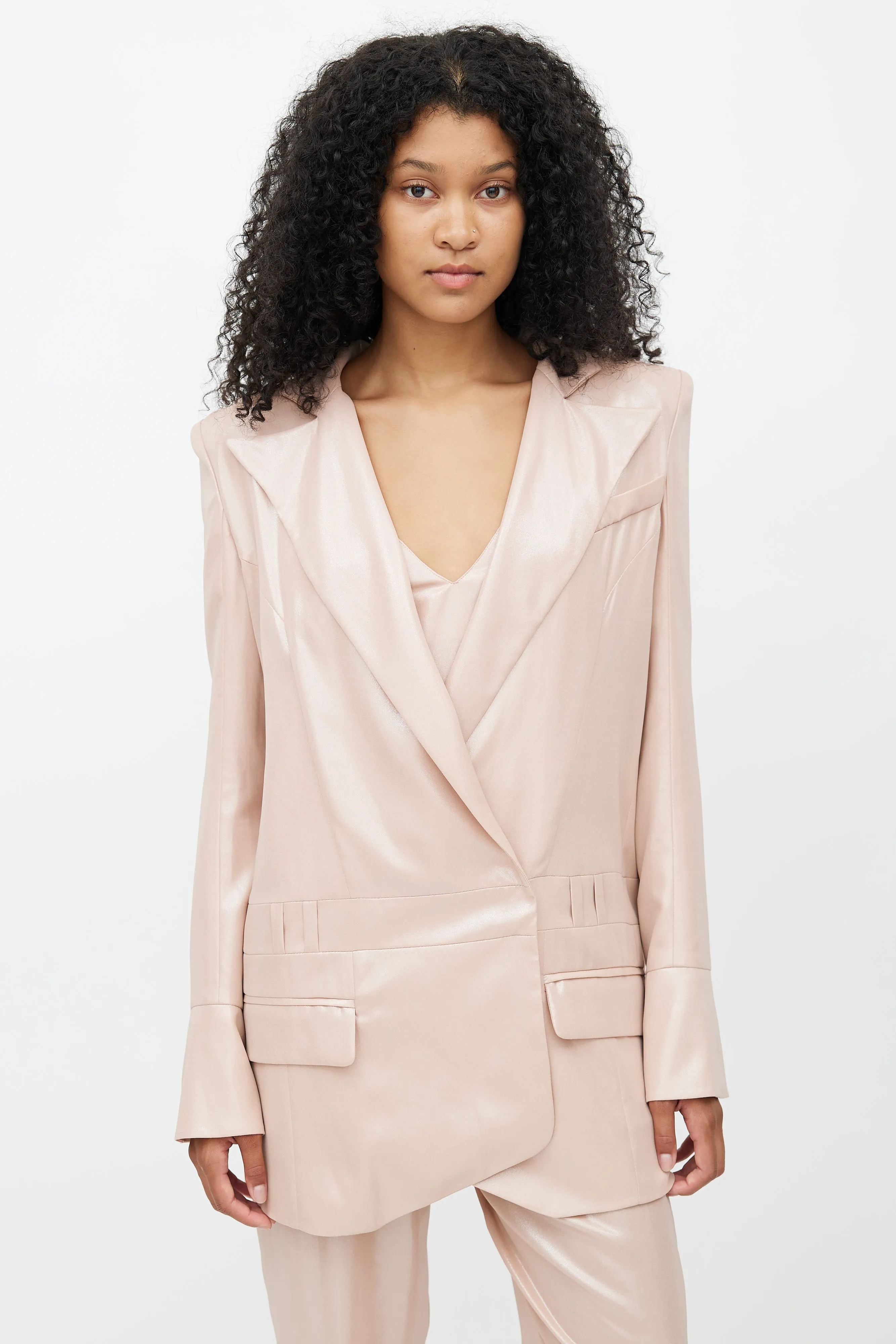 Pink Metallic Lightweight  Blazer