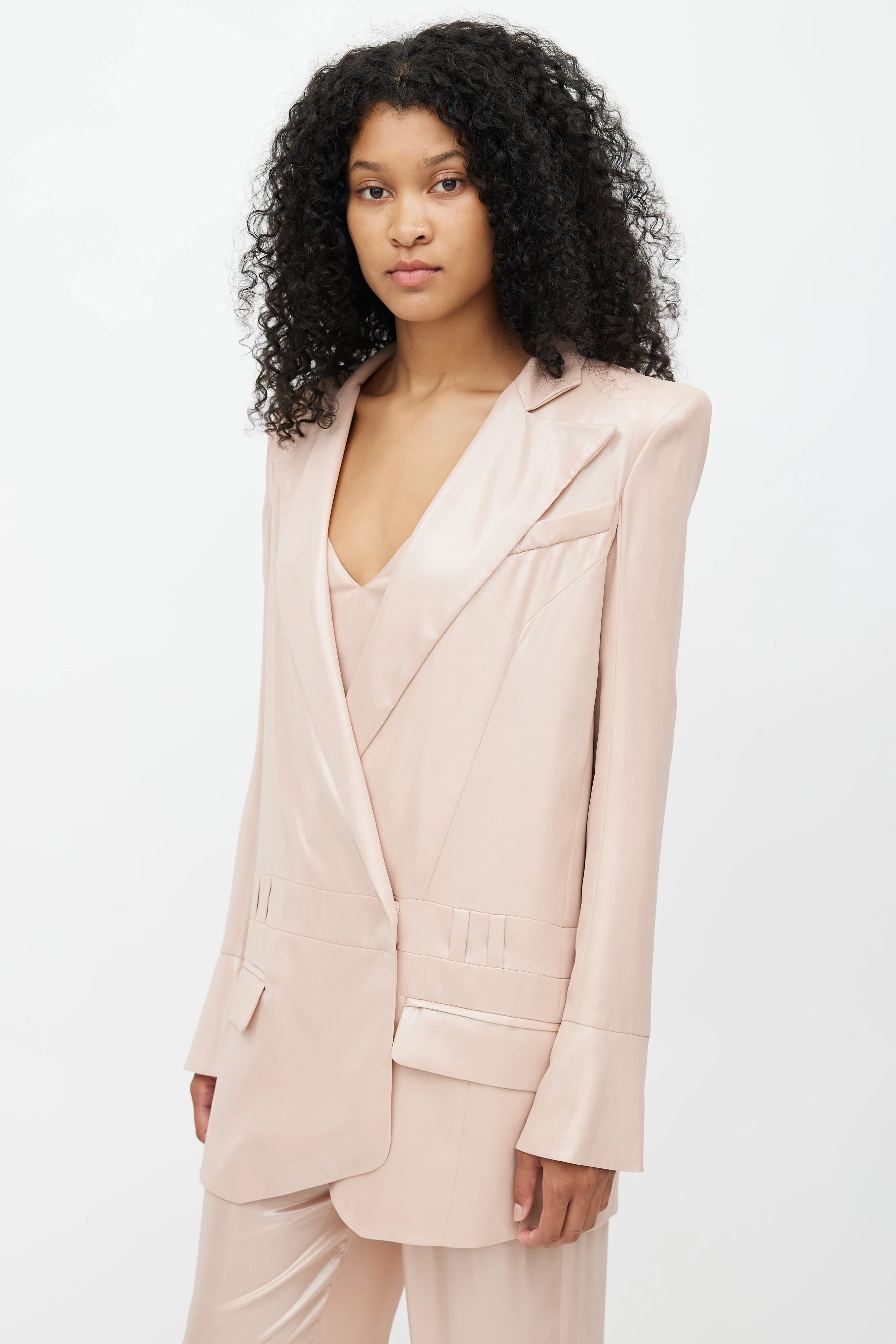 Pink Metallic Lightweight  Blazer