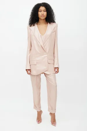 Pink Metallic Lightweight  Blazer