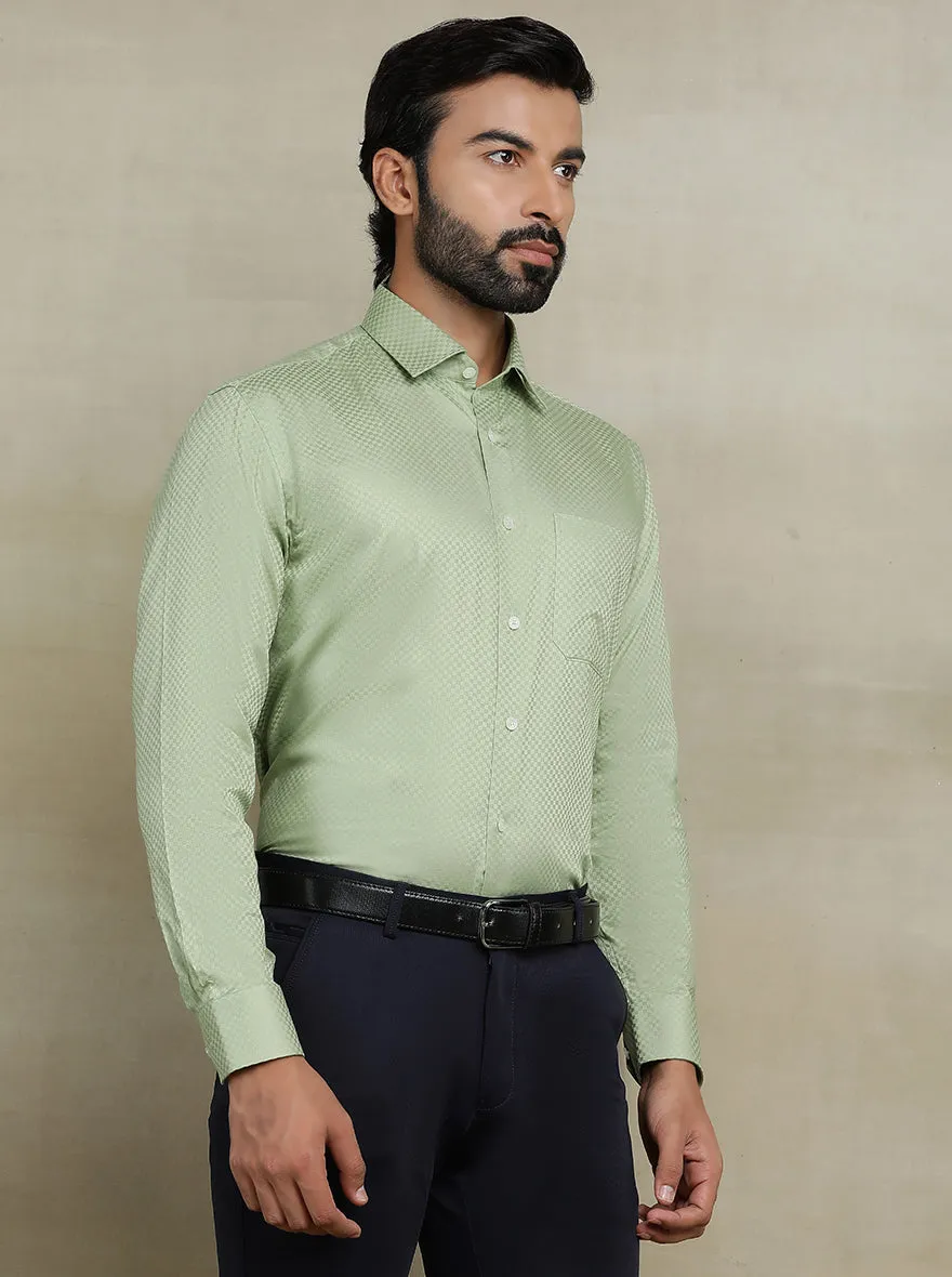 Pista Green Dobby Regular Fit Formal Shirt | JadeBlue