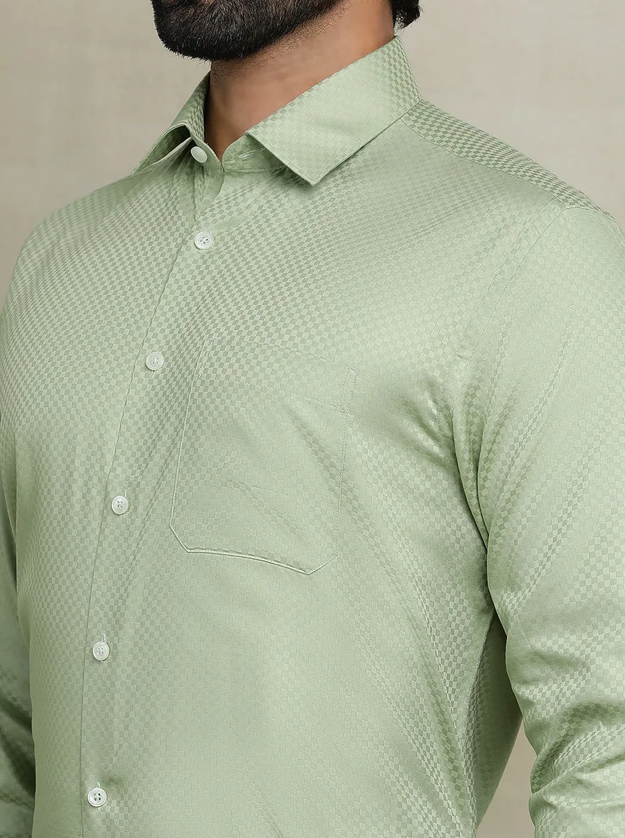 Pista Green Dobby Regular Fit Formal Shirt | JadeBlue