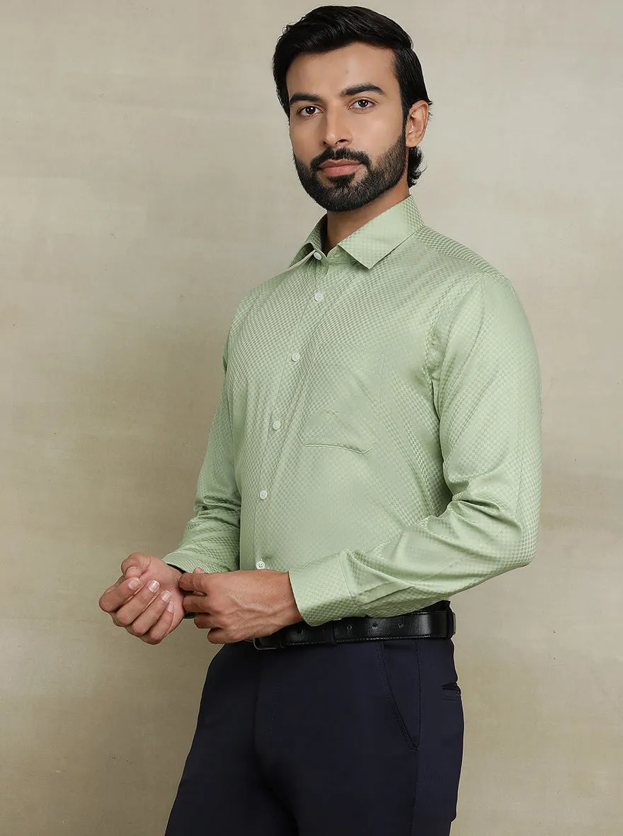 Pista Green Dobby Regular Fit Formal Shirt | JadeBlue