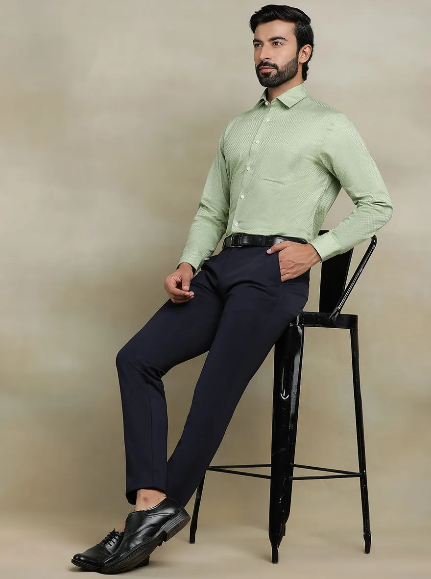 Pista Green Dobby Regular Fit Formal Shirt | JadeBlue