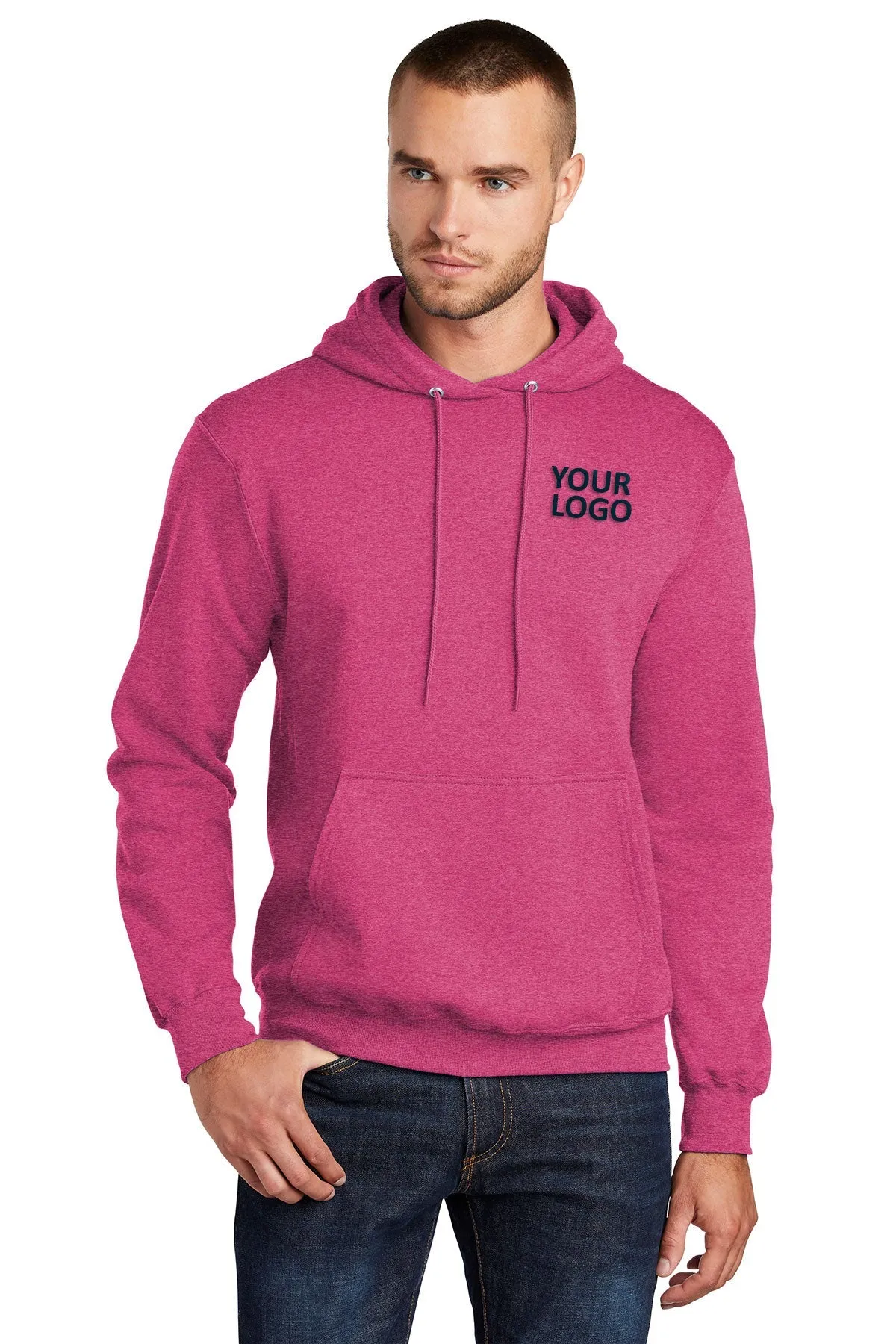 Port & Company Core Fleece Custom Hoodies, Heather Sangria