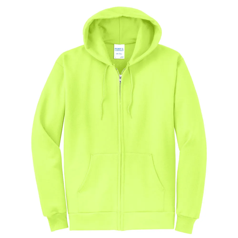 Port & Company® Core Fleece Full-Zip Hooded Sweatshirt - Neon Yellow