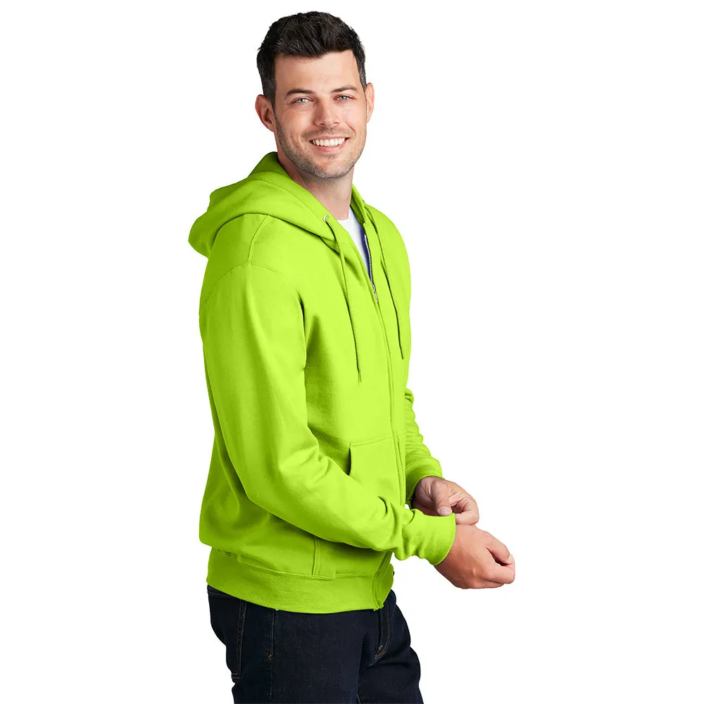 Port & Company® Core Fleece Full-Zip Hooded Sweatshirt - Neon Yellow