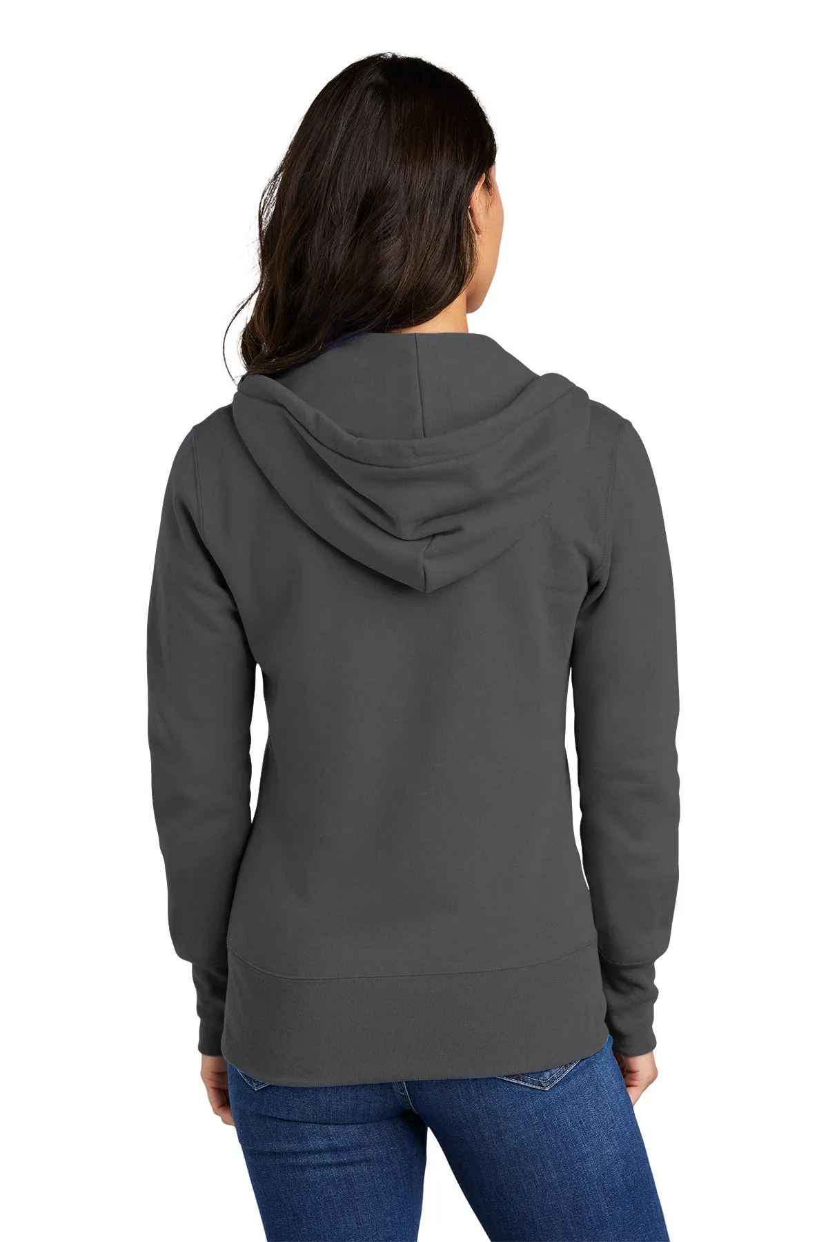 Port & Company Ladies Core Fleece Branded Zip Hoodies, Charcoal