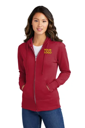 Port & Company Ladies Core Fleece Custom Zip Hoodies, Red