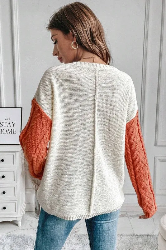 Pumpkin Patch Ready Color Block Sweater